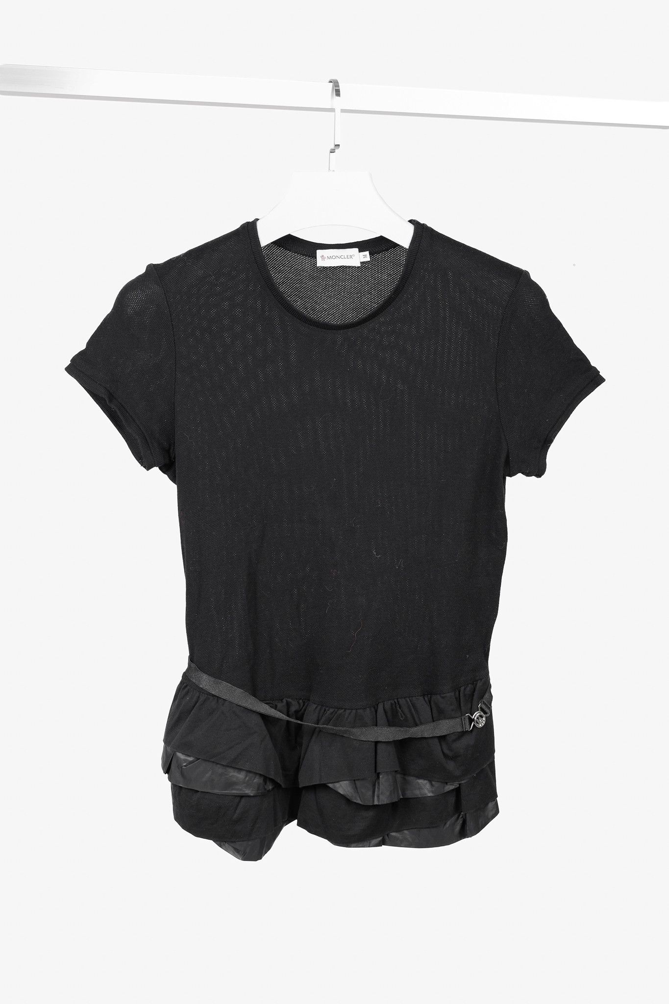 Moncler Moncler Black Cotton Ruffled Peplum T-Shirt Size M / US 6-8 / IT 42-44 - 1 Thumbnail