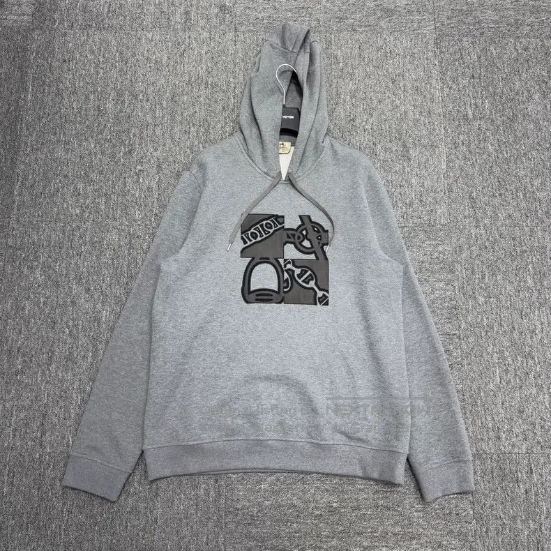 Hermes Hermes Geometric pattern leather patch hooded sweatshirt Size US XL / EU 56 / 4 - 1 Thumbnail