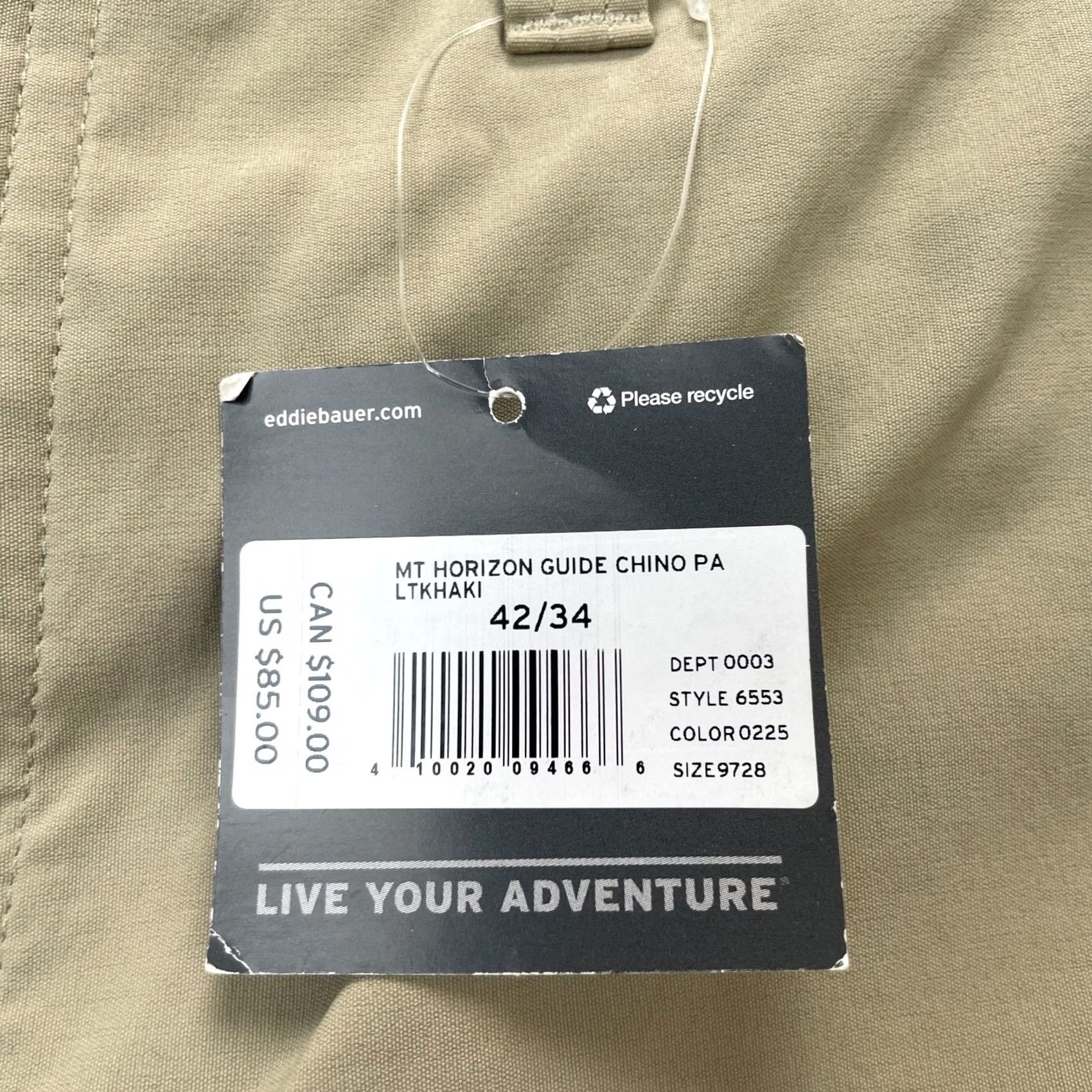 Eddie Bauer Eddie Bauer Pants Mens 42x34 Beige Horizon Guide Chino Straight Leg Stretch Casual Workwear Slim? No. Size US 42 / EU 58 - 4 Thumbnail