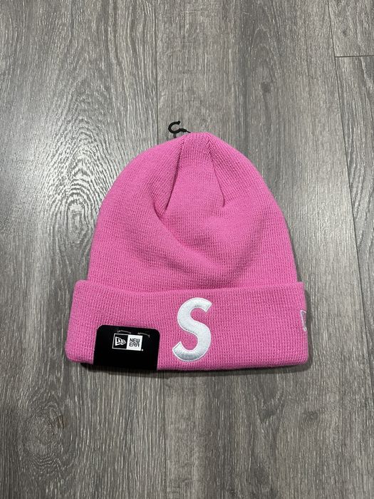 Supreme New Era S Logo Beanie Hat Cap Pink