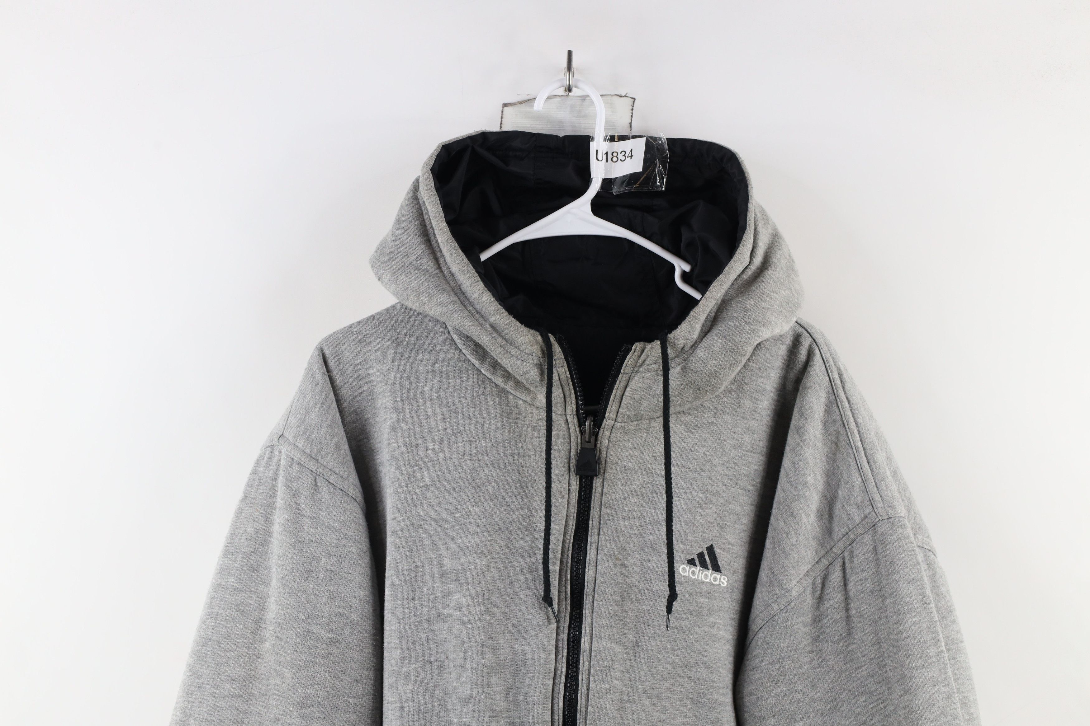 Adidas × Vintage Vintage 90s Adidas Reversible Full Zip Jacket Black Gray Size US XL / EU 56 / 4 - 13 Thumbnail