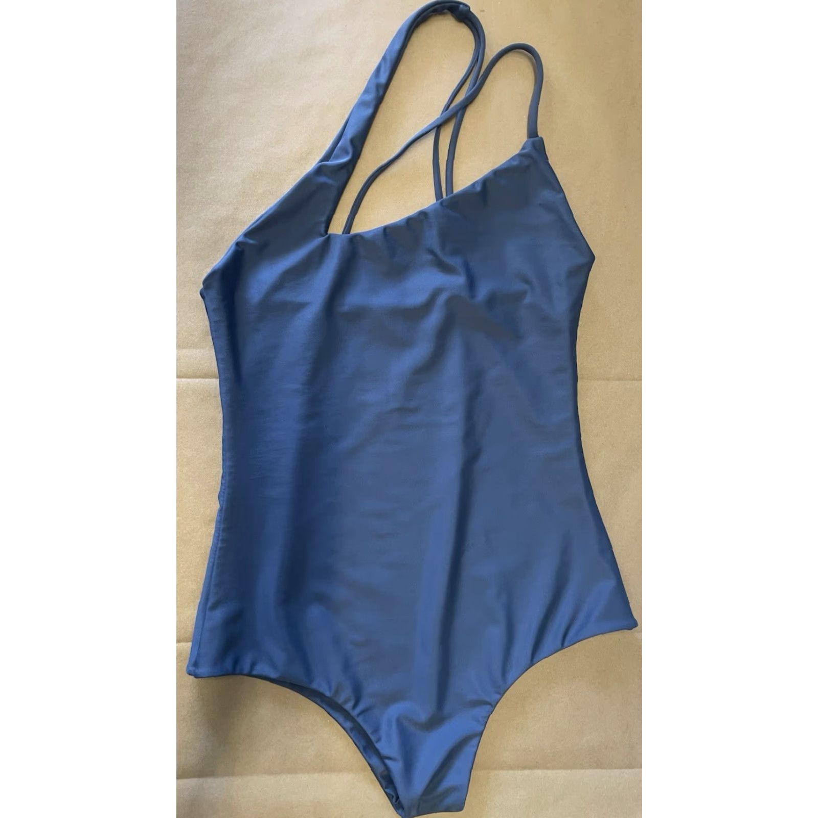 Vintage Micoh Deep Blue Women One Piece Swimsuit Crossover Back Straps Medium Size ONE SIZE - 2 Thumbnail