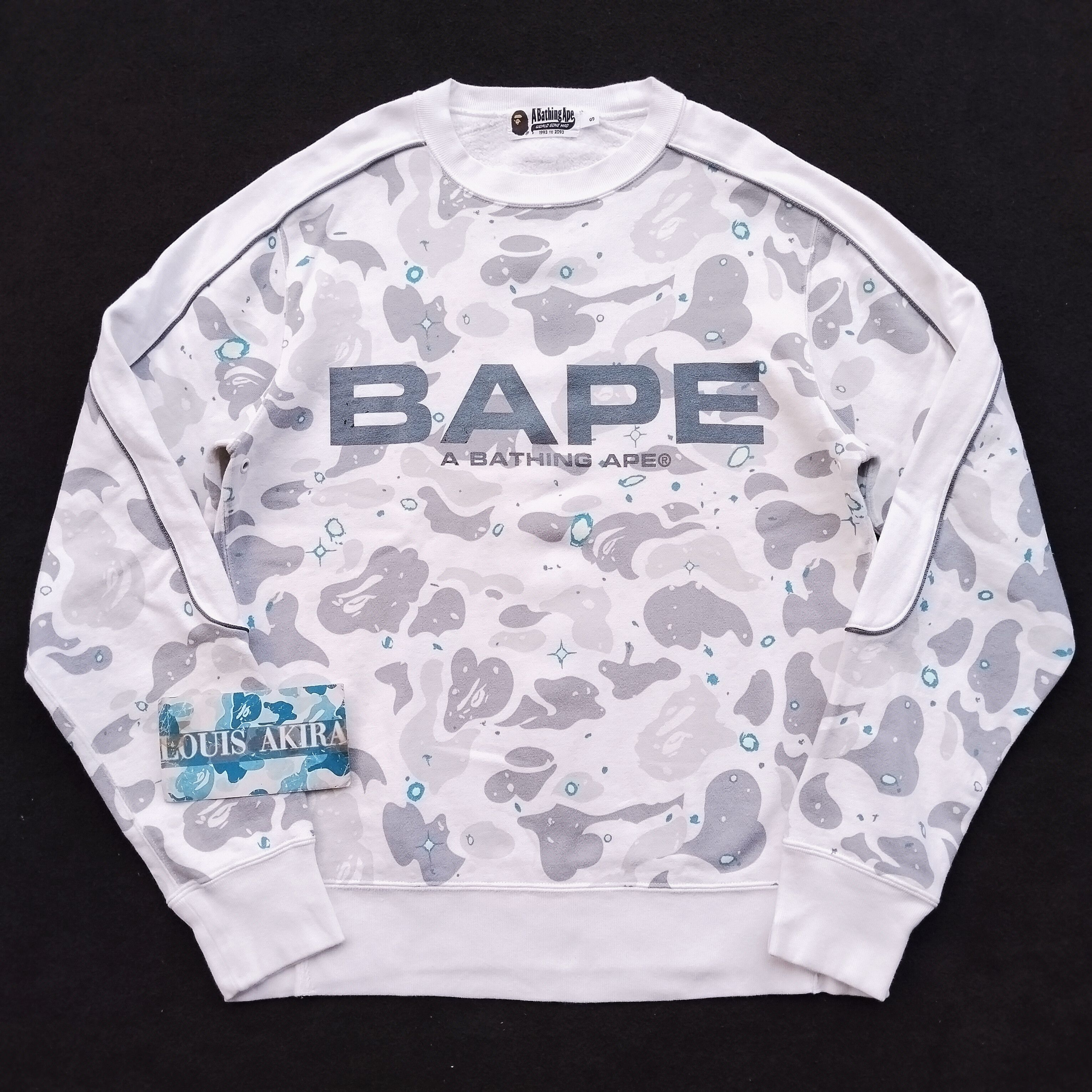 image of Bape Space Camo Wide Crewneck (2019) in White, Men's (Size Small)