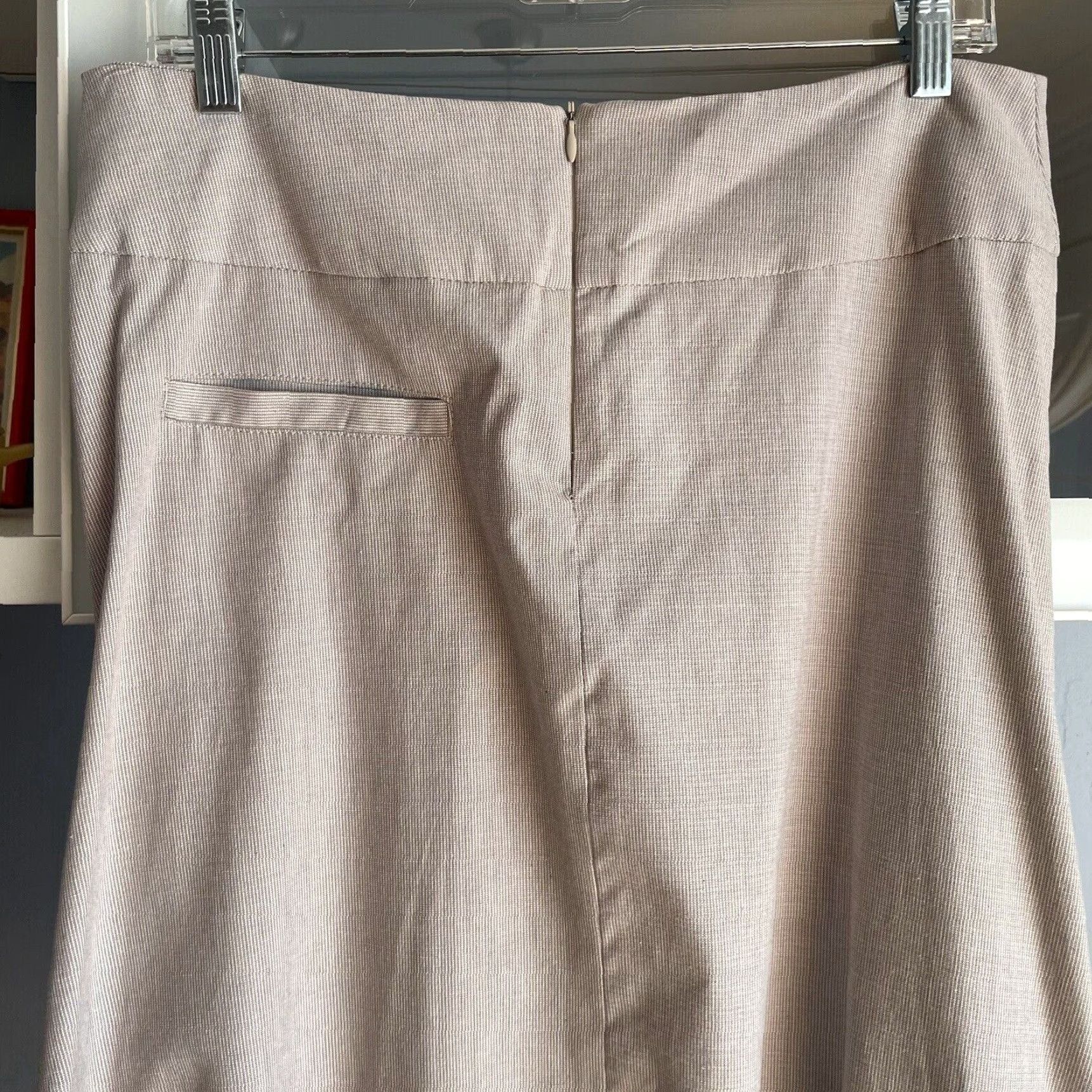 Vintage Ronen Chen Striped Midi Skirt Taupe Grey Cotton Stretch Lagenlook A-Line Women 8 Midi Size 30" / US 8 / IT 44 - 5 Thumbnail