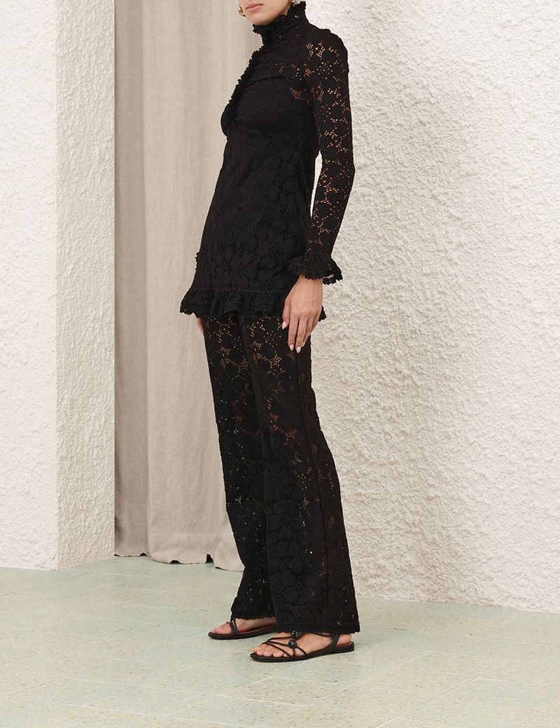 Zimmermann oc11z0226 Lace Tunic Sweater In Black Size M / US 6-8 / IT 42-44 - 3 Thumbnail