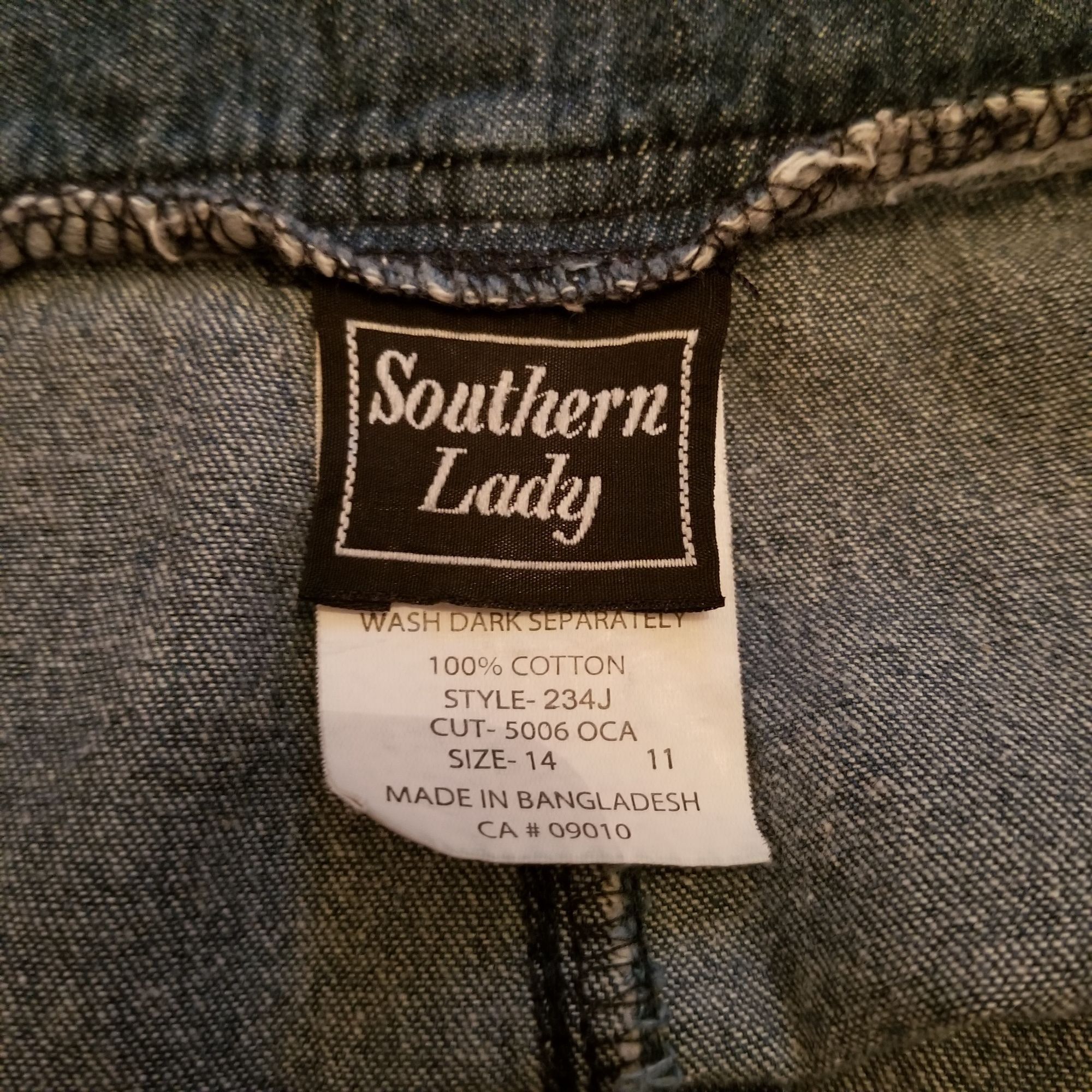 Other Southern Lady 14 Blue Jean Denim Skirt Stretch Waist Pockets Size 36" / US 14 / IT 50 - 2 Thumbnail