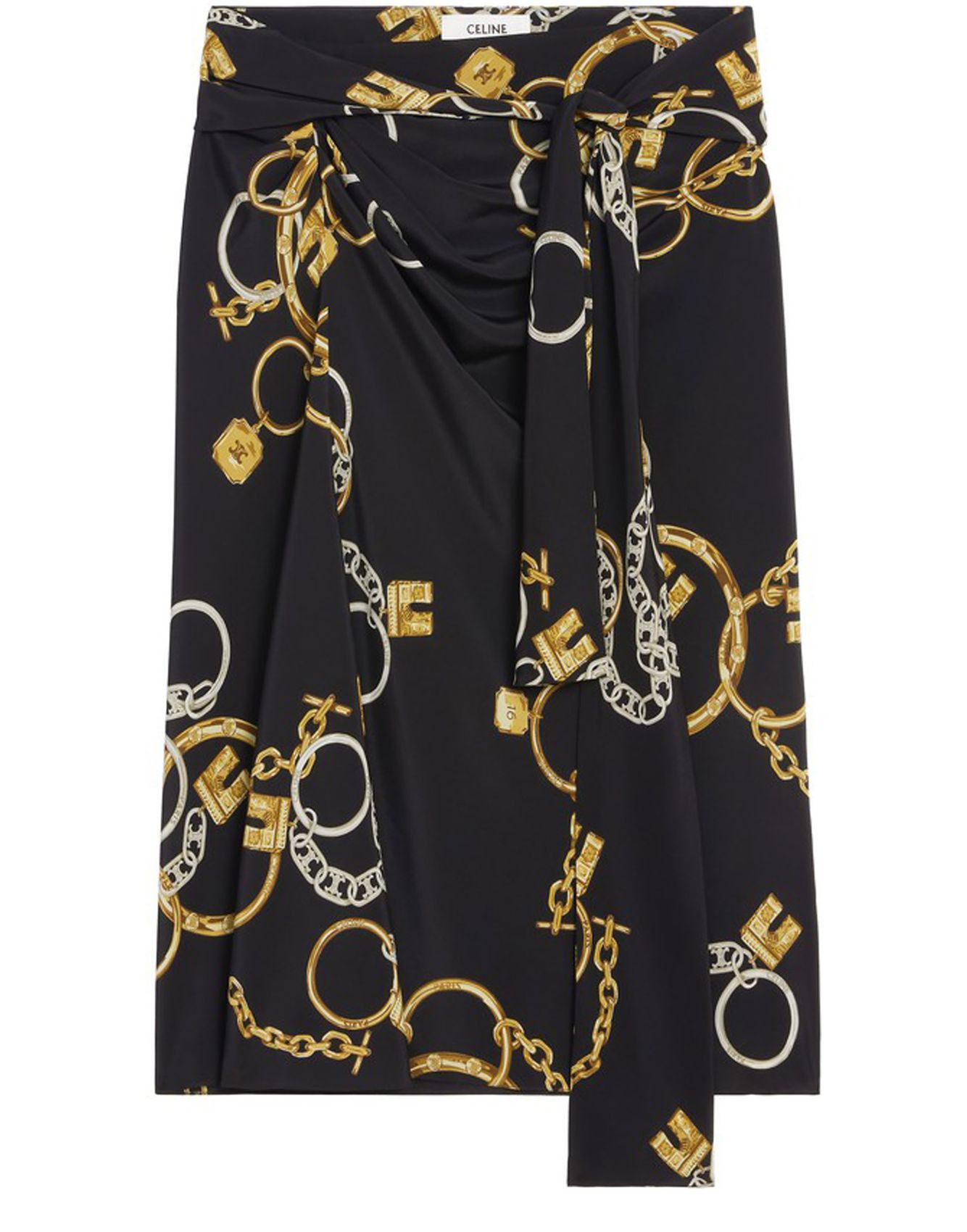 image of Celine O1W1Db10324 Knot Skirt In Noir, Women's (Size 36)