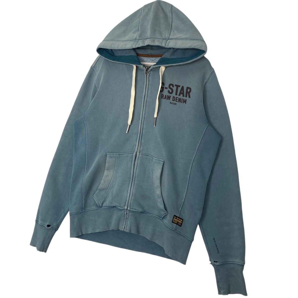 Vintage Vintage G-Star Denim Original Big Logo Printed Hoodie Blue Size US M / EU 48-50 / 2 - 1 Thumbnail