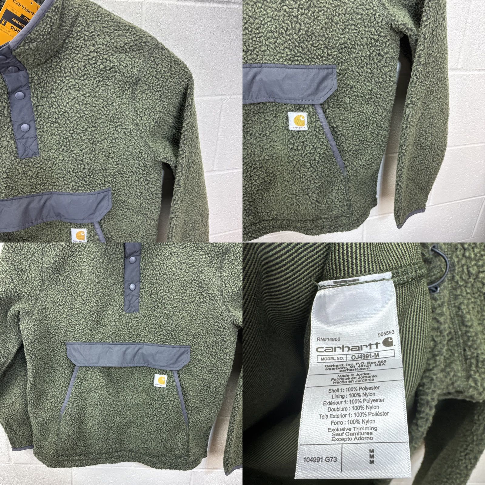 Carhartt Carhartt Men’s Relaxed Fit Fleece Pullover Sweater 0J4991 Green M Medium Sweatshirt Pullover Outdoor Hiking Winter Fall Spring Mens Green Size US M / EU 48-50 / 2 - 8 Thumbnail