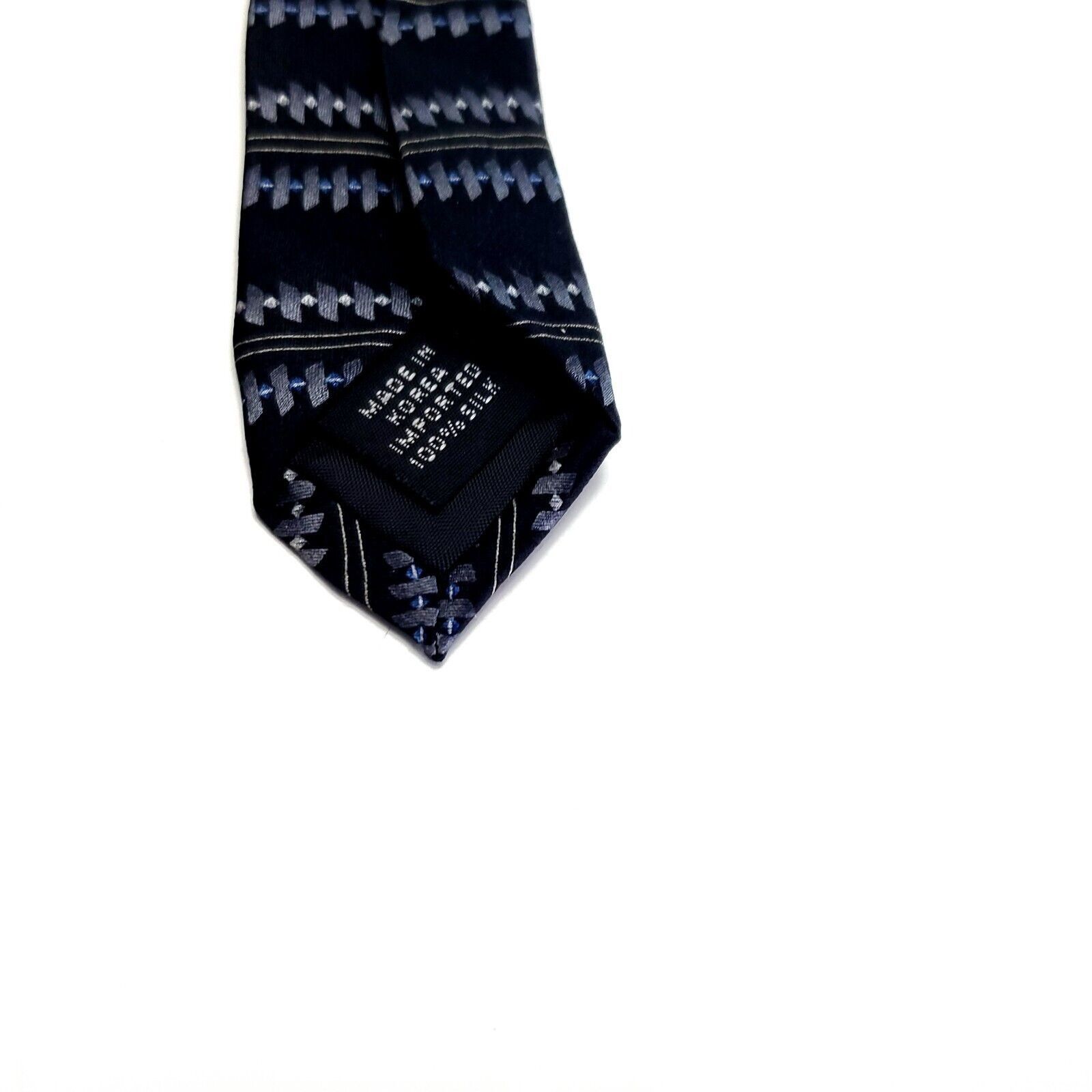 Van Heusen Van Heusen Silk Tie Print Black Striped Short Wide Size ONE SIZE - 4 Thumbnail