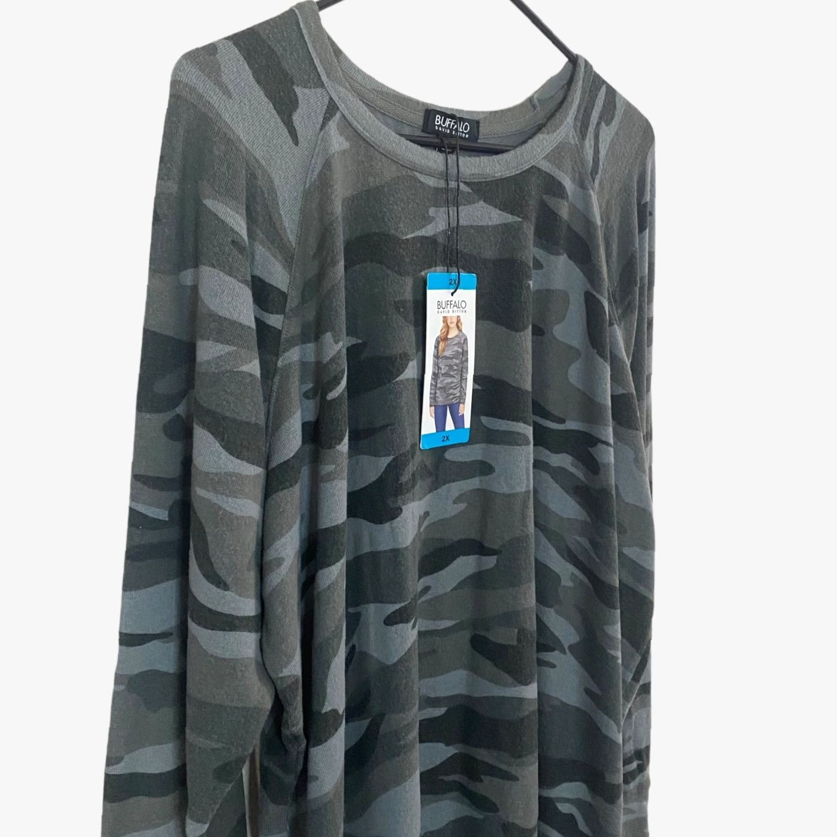 Buffalo David Bitton Buffalo David Bitton Camo Sweatshirt Gray Women's Plus Size 2X Pullover Scoop-Neck Casual All Seasons Lightweight Size XXL / US 16-18 / IT 52-54 - 4 Thumbnail