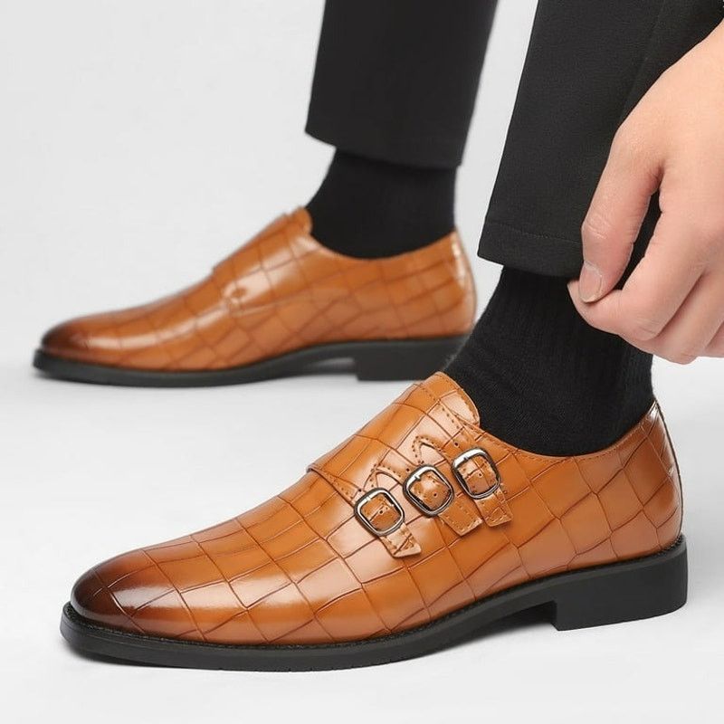 Designer Shein Faux Croc Triple Monk Buckle Strap Loafers 47 Size US 14 / EU 47 - 10 Thumbnail