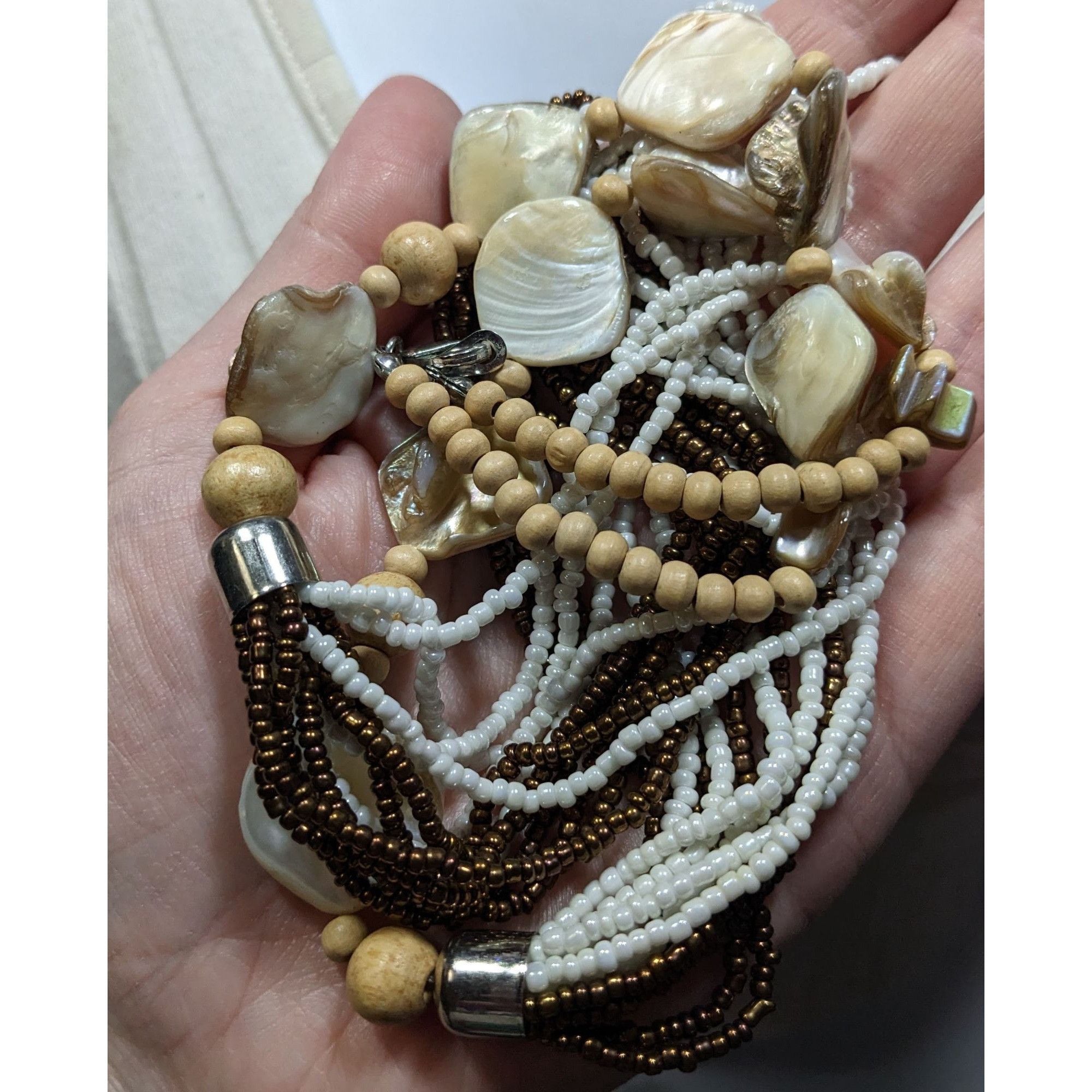 Other Vintage Bohemian Shell Glass And Wood Beaded Necklace Size ONE SIZE - 3 Thumbnail
