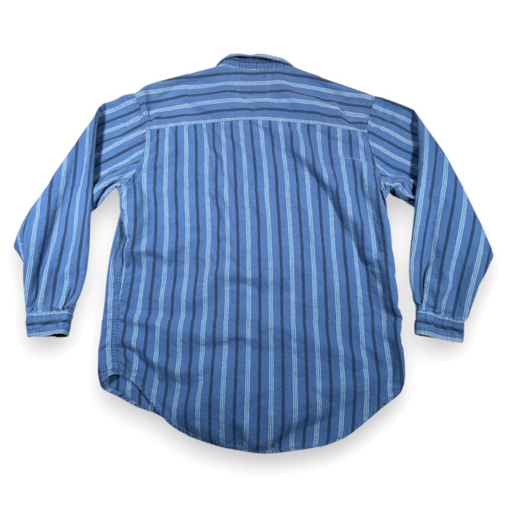 Levi's VINTAGE Levi's Shirt Adult LARGE Blue Striped Cotton Flannel 90s Button-Up Long Sleeve Rock Grunge Size US L / EU 52-54 / 3 - 3 Thumbnail