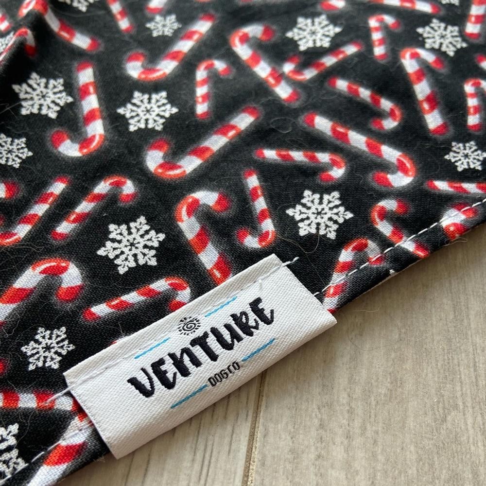 Designer Venture Dog Co Candy Cane and Red Line Dog Bandana Size ONE SIZE - 2 Thumbnail