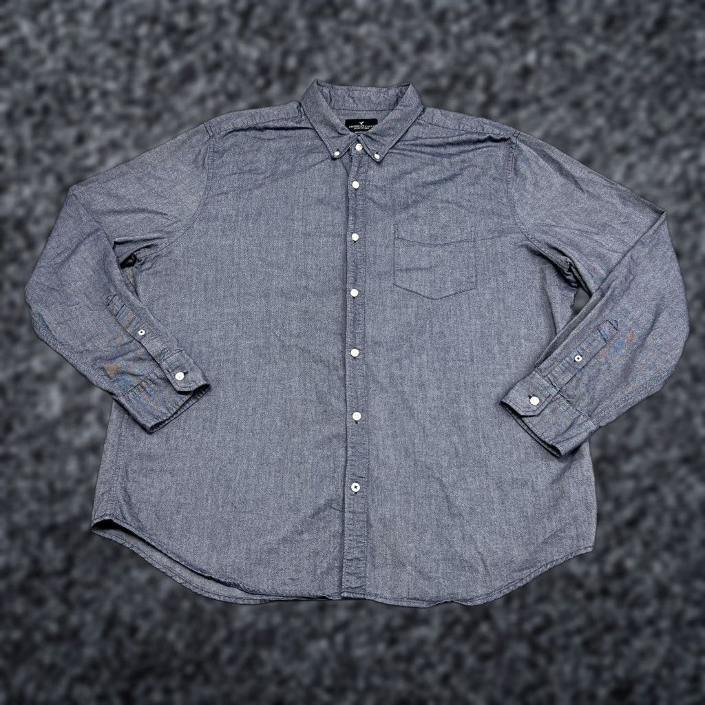 American Eagle Outfitters VINTAGE American Eagle Outfitters Shirt Mens 2XL Blue Button-Down Long Sleeve Classic Fit Soft Size US XXL / EU 58 / 5 - 1 Thumbnail