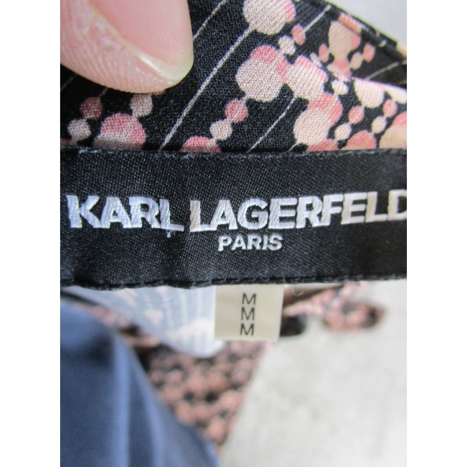 Karl Lagerfeld Karl Lagerfeld Shirt Womens Medium Black Pink Geometric Long Sleeve Round Neck Zip Blouse Size M / US 6-8 / IT 42-44 - 3 Thumbnail