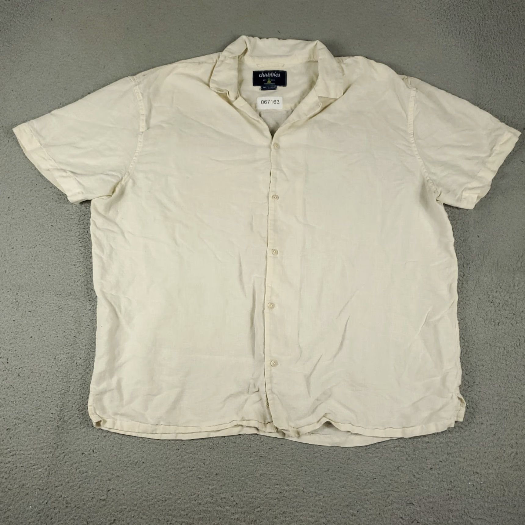 Chubbies Chubbies Shirt Mens 2XL Beige Camp Collar Linen Cotton Button Up Size US XXL / EU 58 / 5 - 2 Thumbnail