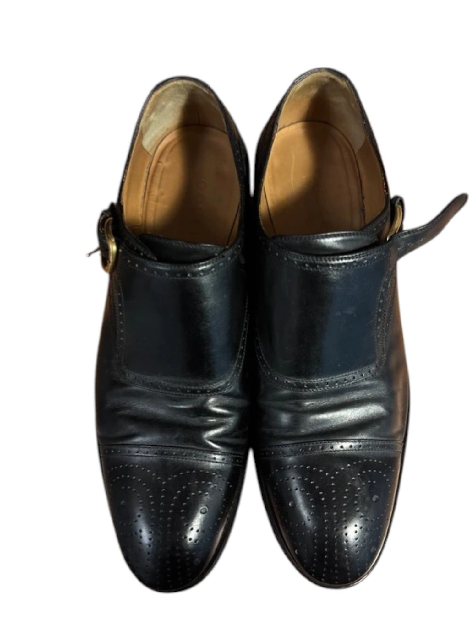 Gucci Gucci Black Leather Brogue Monk Strap Shoes Size US 11 / EU 44 - 2 Thumbnail