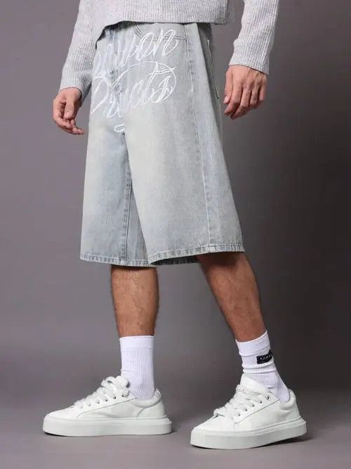 VIBE Washed Denim Jeans Drip Drill Shorts Jorts Size US 32 / EU 48 - 2 Thumbnail