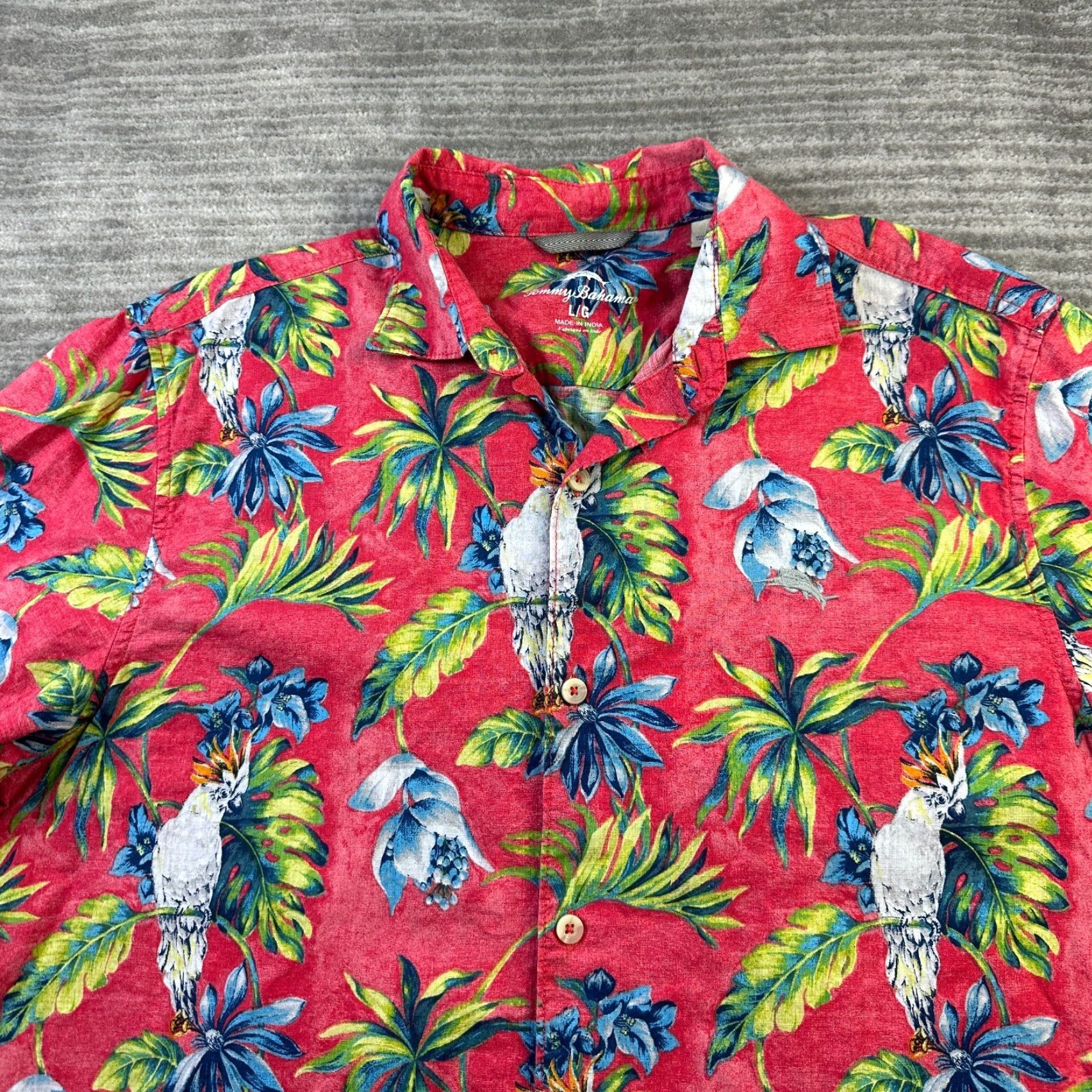 Tommy Bahama Tommy Bahama Shirt Mens Large Red Button Up All Over Print Parrot Camp Size US L / EU 52-54 / 3 - 3 Thumbnail