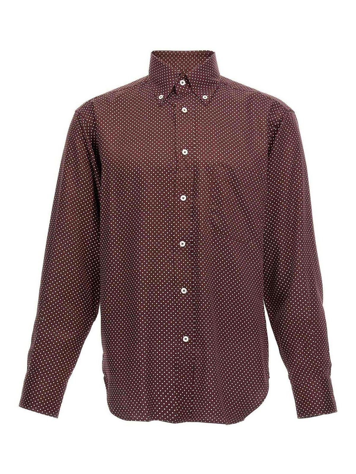 Tom Ford o1y0425 Patterned Shirt in Burgundy/White Size US M / EU 48-50 / 2 - 1 Thumbnail