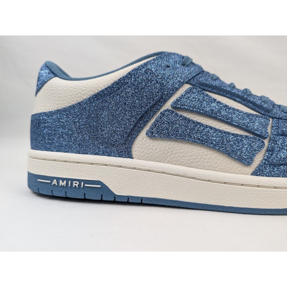 Amiri o1rshd1 Shimmer Skeleton Top Low Sneakers in White/Blue Size US 12 / EU 45 - 5 Thumbnail