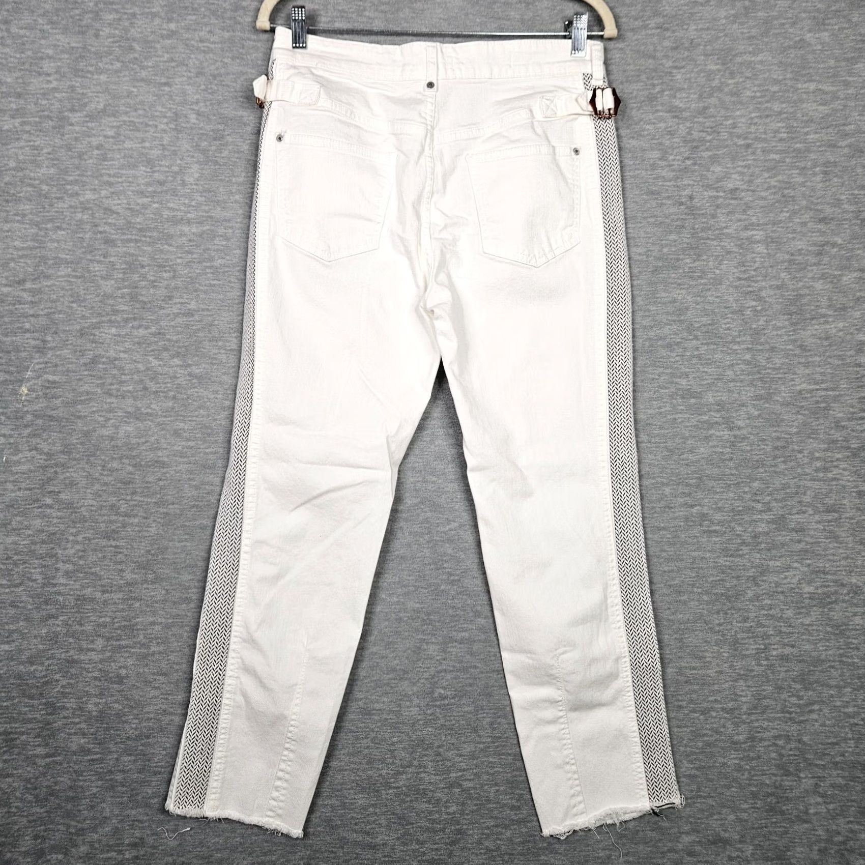 Anthropologie Anthropologie Pilcro and the Letterpress High-rise White Side Striped Slim Denim Jeans 28 Size Size 28" / US 6 / IT 42 - 2 Thumbnail