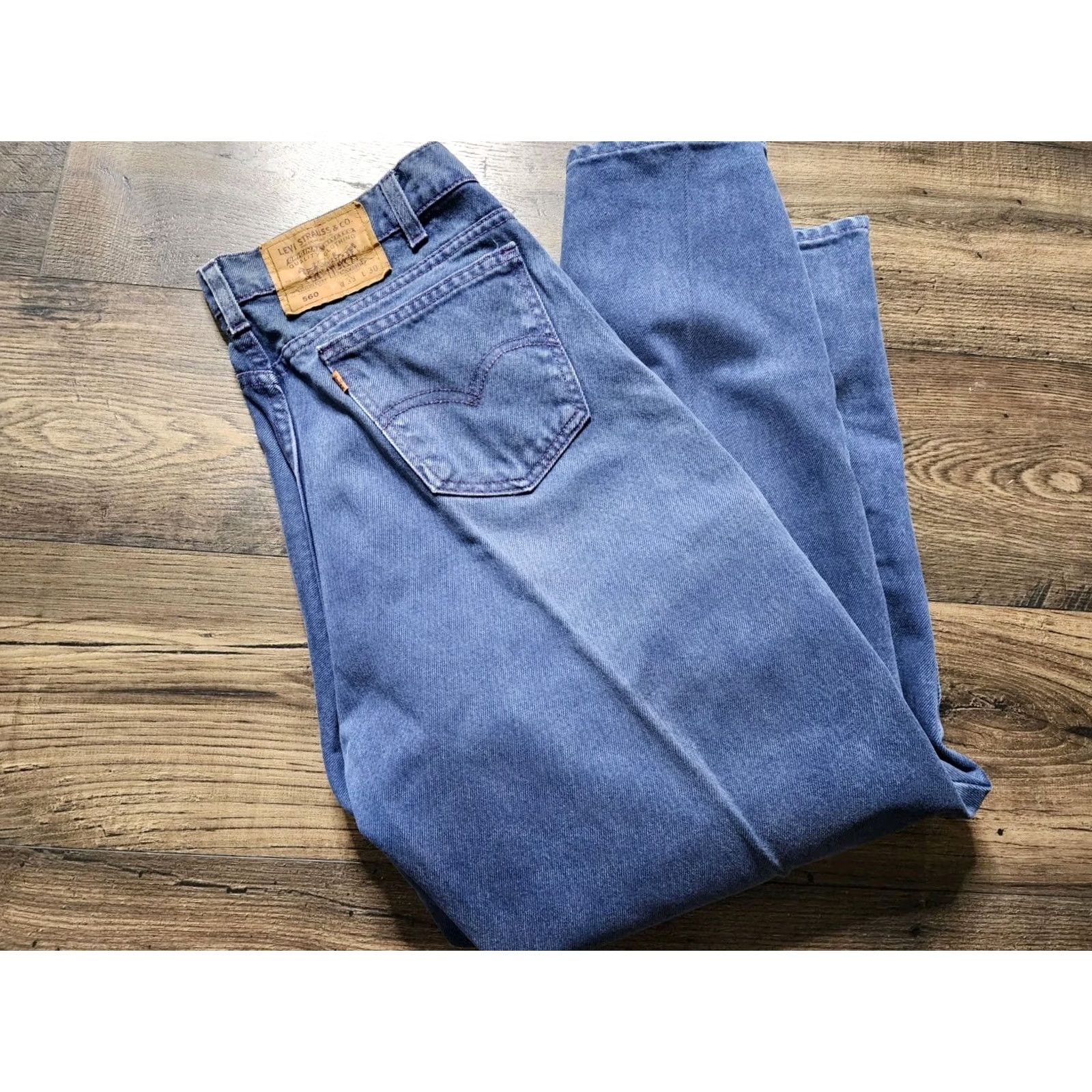 Levi's VINTAGE Levi's 560 Jeans Denim 33X30 Medium Blue Regular UNISEX Adults 90s Grunge USA Orange Tab Jeans Size US 33 - 4 Thumbnail