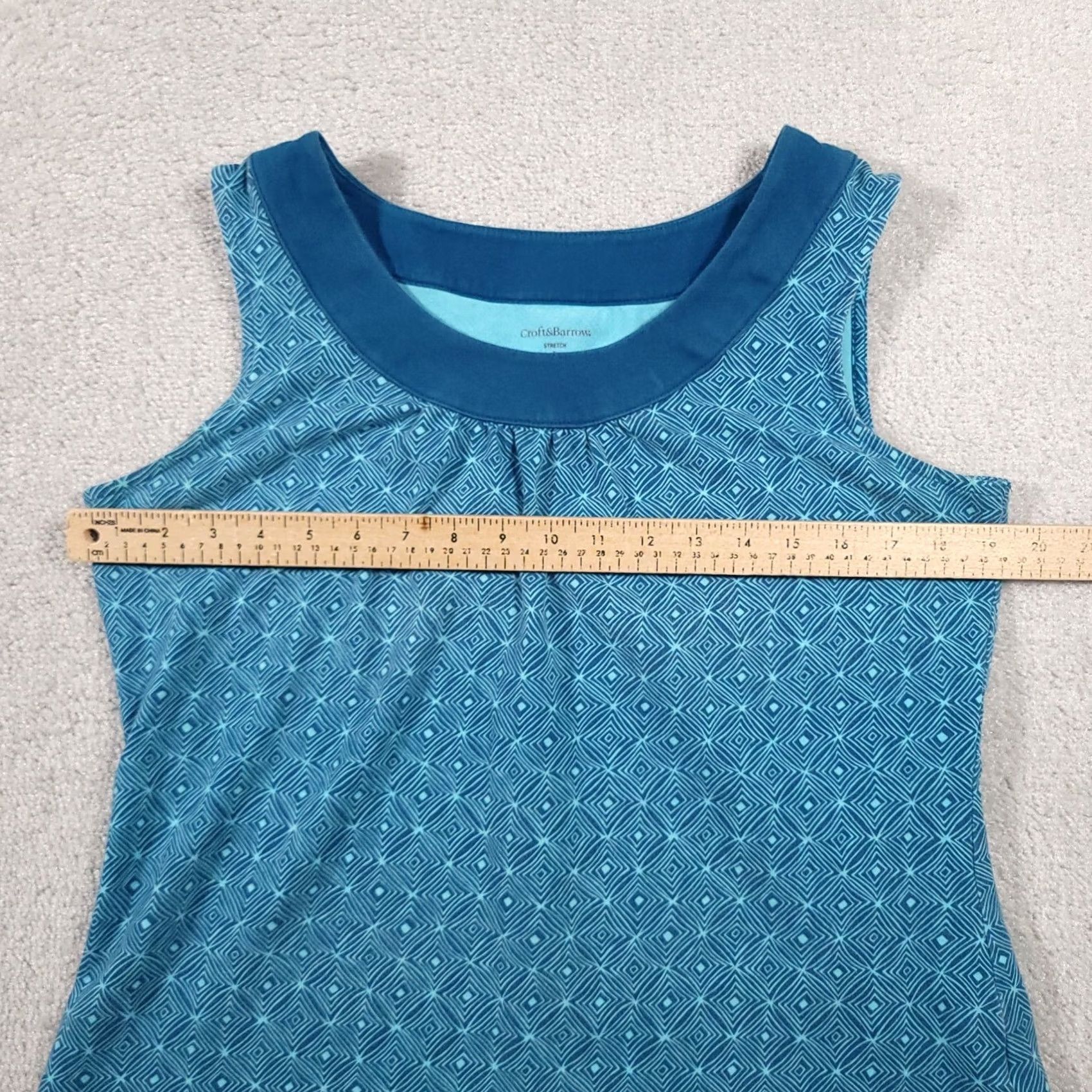 Croft & Barrow Croft & Barrow Tank Top Sleeveless Shirt Women’s Large Blue Geometric Round Neck Size L / US 10 / IT 46 - 6 Thumbnail