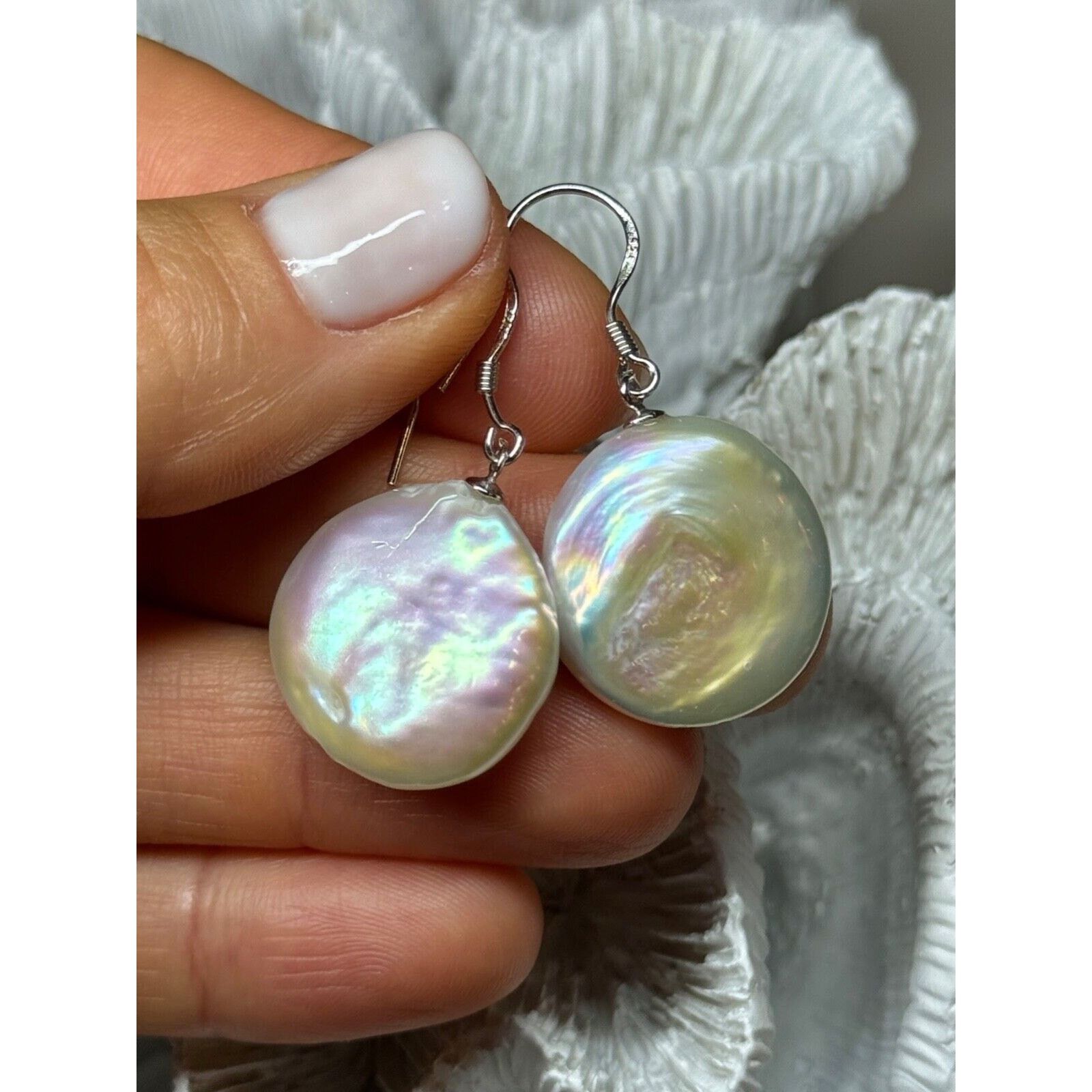 Jewelry 925 STERLING SILVER FRESH WATER PEARL EARRINGS LENGTH 1.8 In Size ONE SIZE - 10 Thumbnail