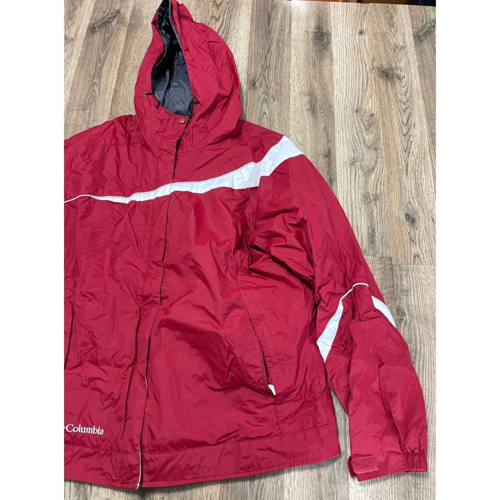 Vintage Columbia Jacket Womens XL Red White Full Zip Windbreaker Shirt? Size XL / US 12-14 / IT 48-50 - 3 Thumbnail
