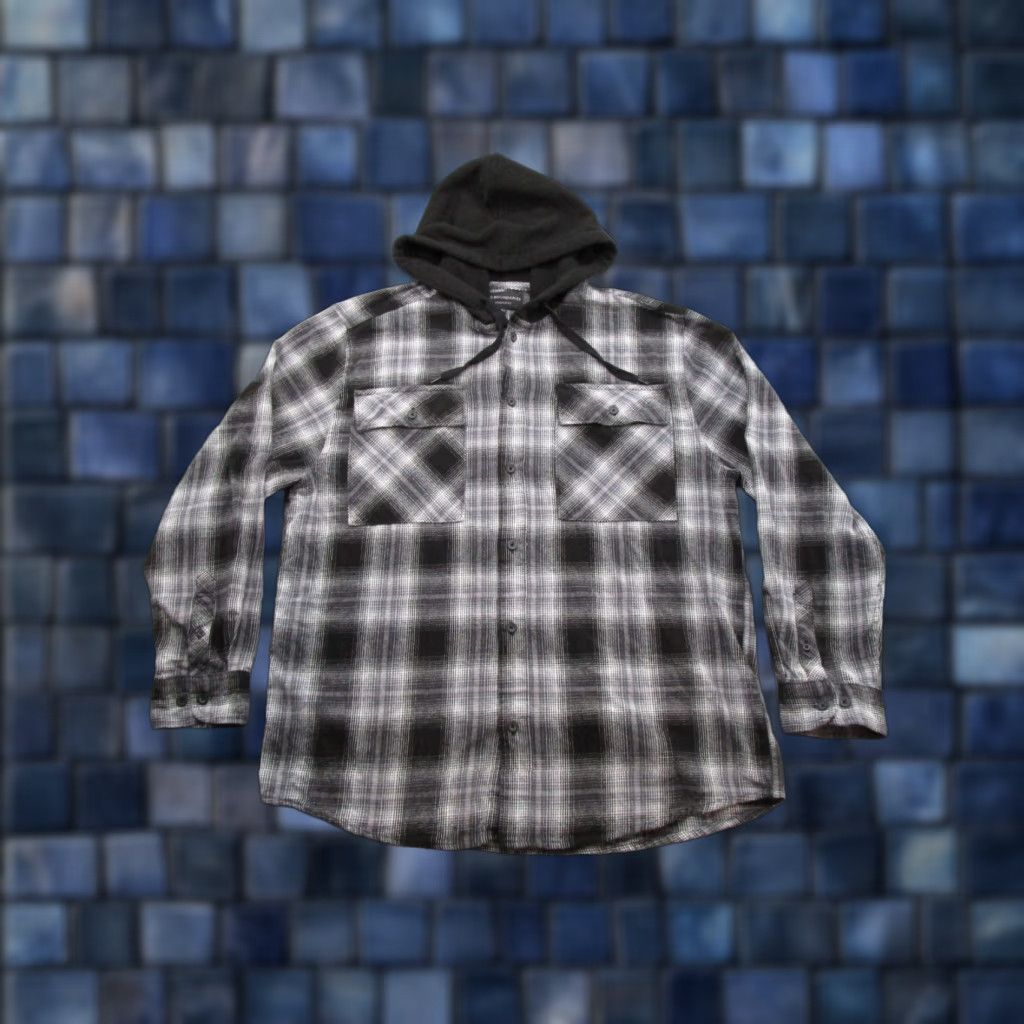 Vintage No Boundaries Hooded Flannel Shirt Men XL Black Oversized Plaid Button-Up Casual Size US XL / EU 56 / 4 - 1 Thumbnail