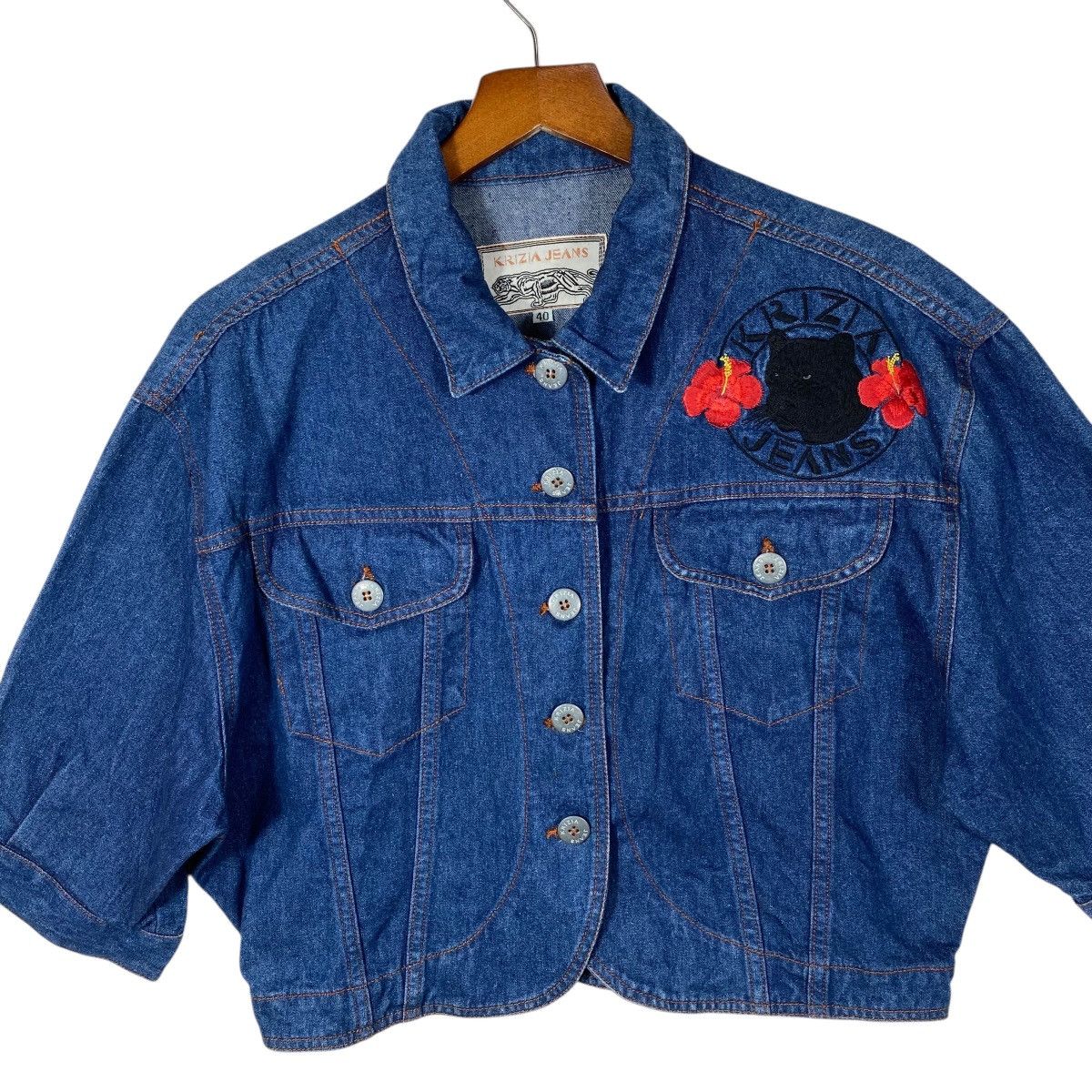 Krizia Vintage Krizia Jeans Embroidered Flowers Button Jacket Size S / US 4 / IT 40 - 4 Thumbnail