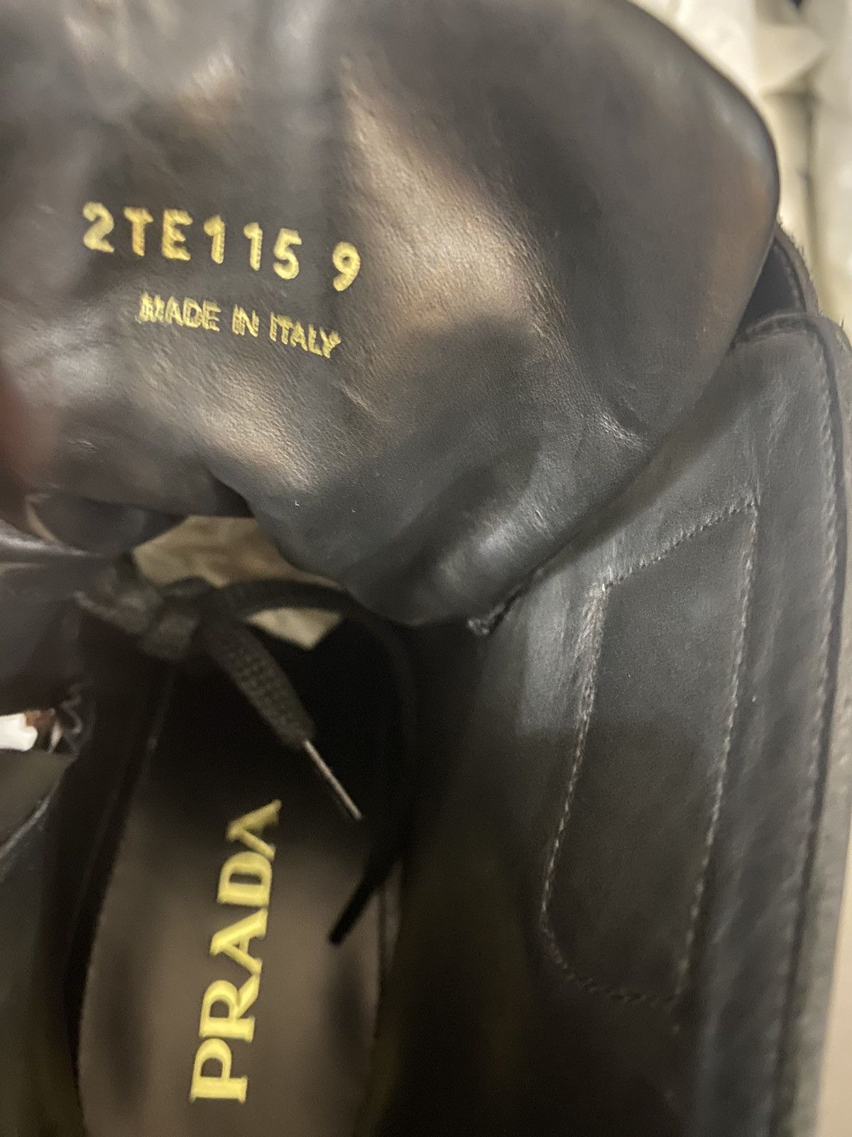 Prada Prada 🇮🇹 black calf side zip top collar combat boots 10 NEW Size US 10 / EU 43 - 16 Thumbnail