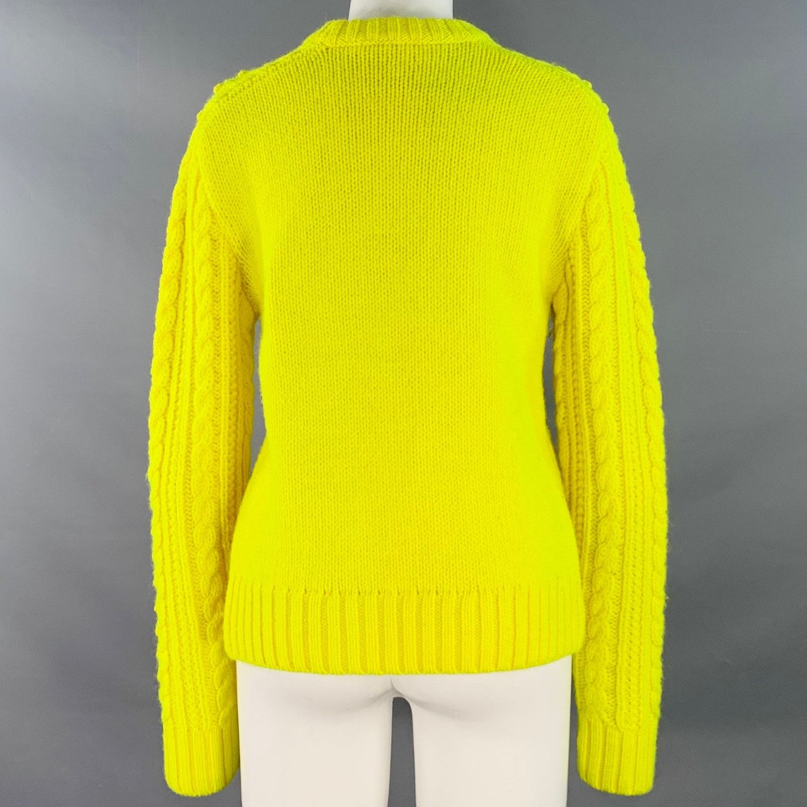 Philosophy di Lorenzo Serafini S Yellow Cable Knit Crew Neck Sweater Size S / US 4 / IT 40 - 3 Thumbnail