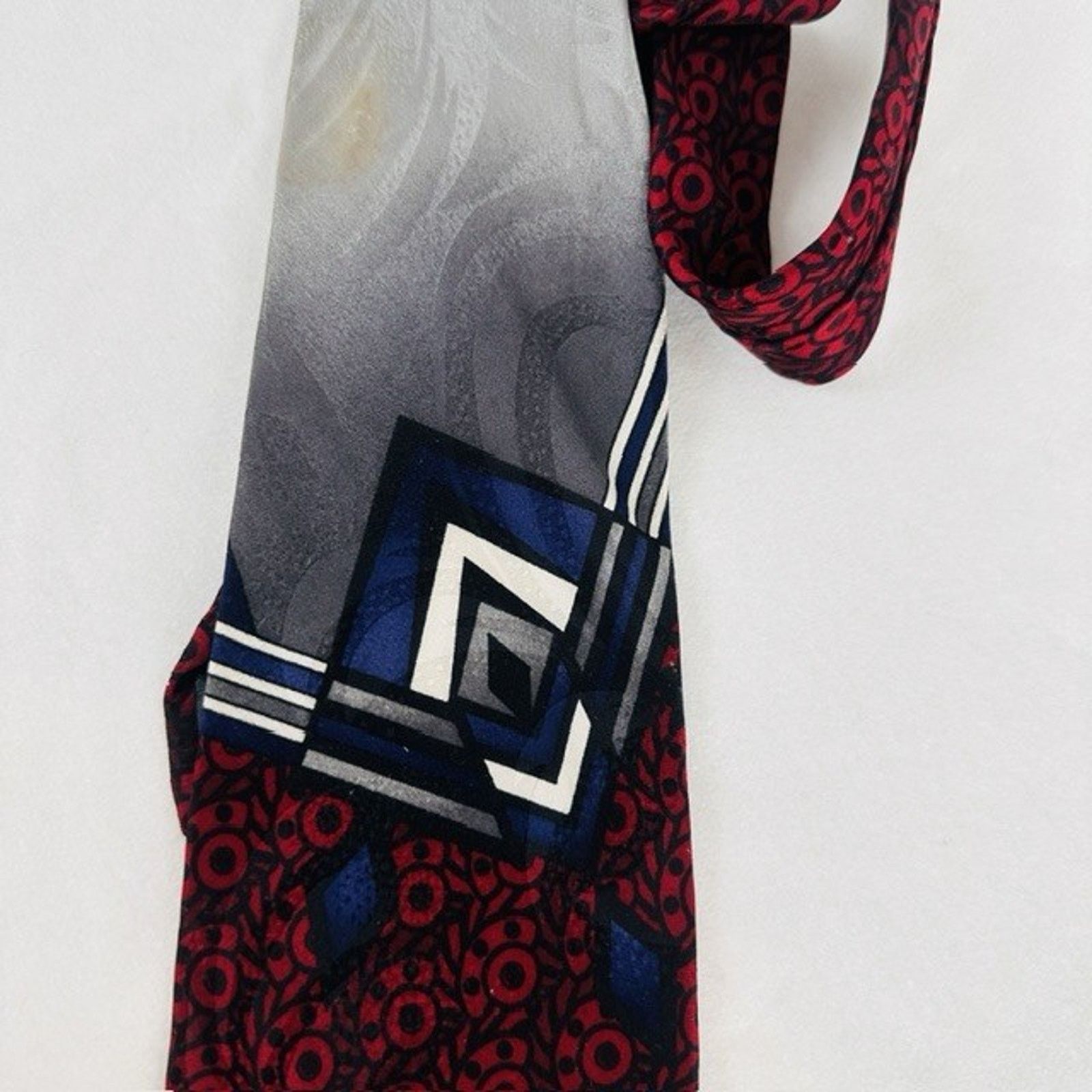 Other Paolo Rossi Designer Silk Tie Red/Black USA Geometric VTG Size ONE SIZE - 16 Thumbnail