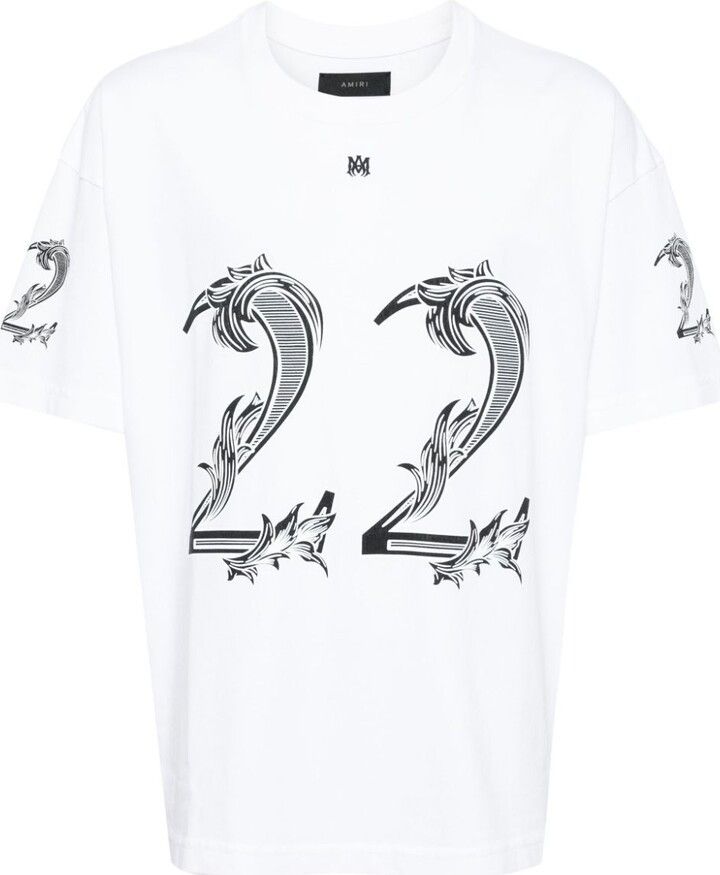 Amiri o1s1wg110525 Baroque Logo T-Shirt in White/Black Size US M / EU 48-50 / 2 - 1 Thumbnail