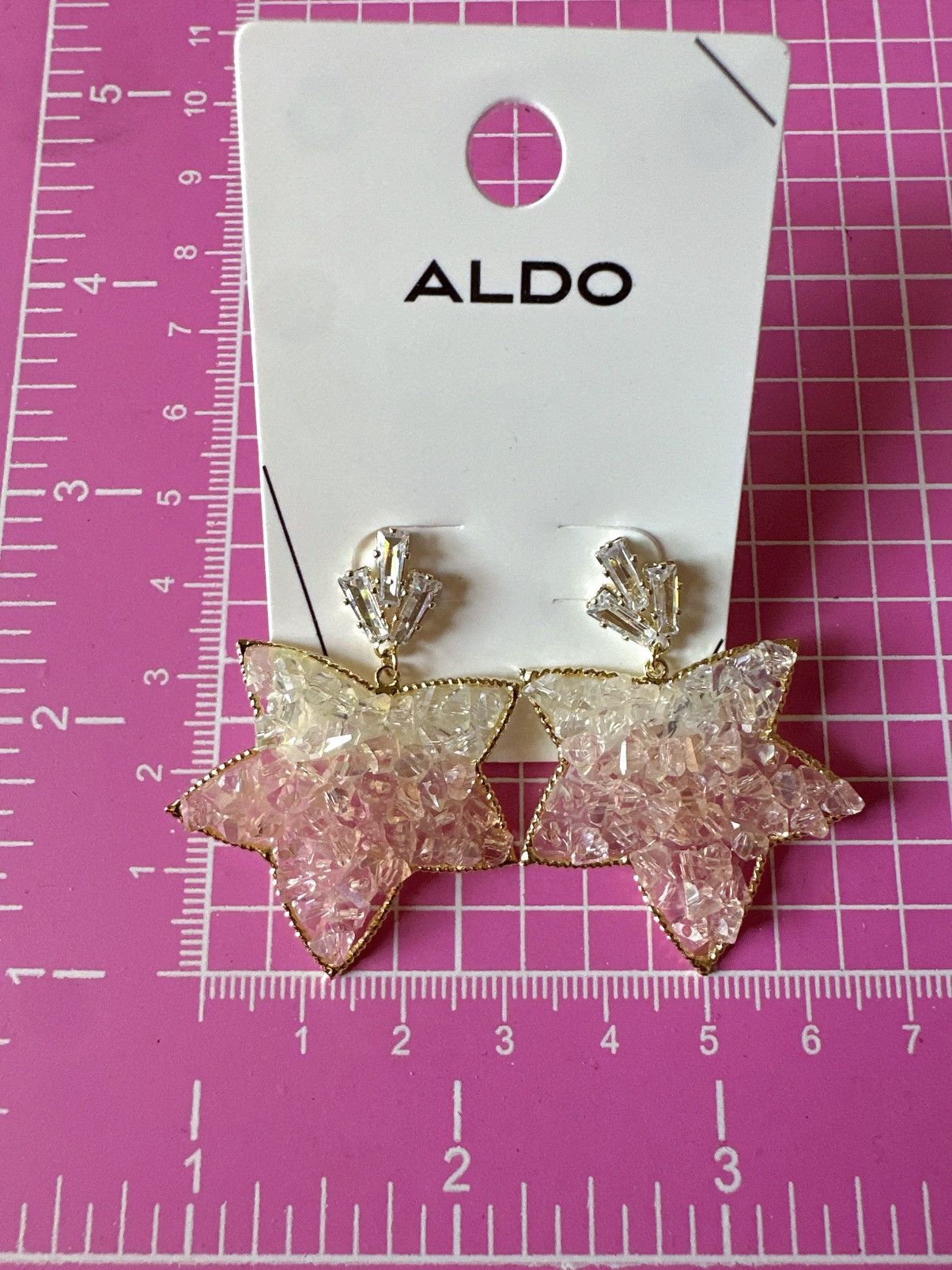 Aldo Aldo earrings beaded white pink gradient maple gold edge Size ONE SIZE - 4 Thumbnail