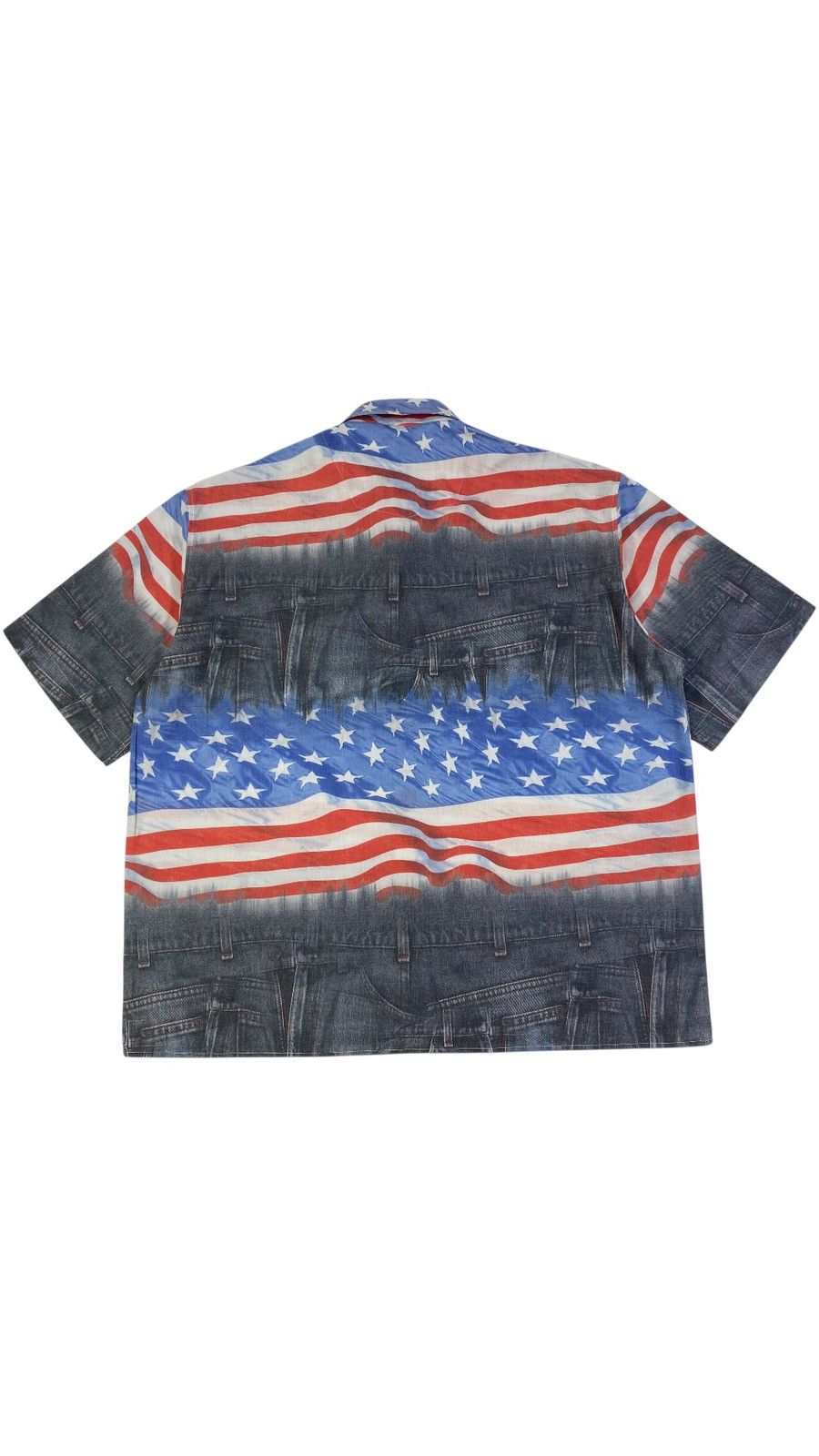 Vintage 🔥LASTDROP🔥 90s American Jeans Flag USA All Over Crazy Shirt Size US XXL / EU 58 / 5 - 2 Thumbnail