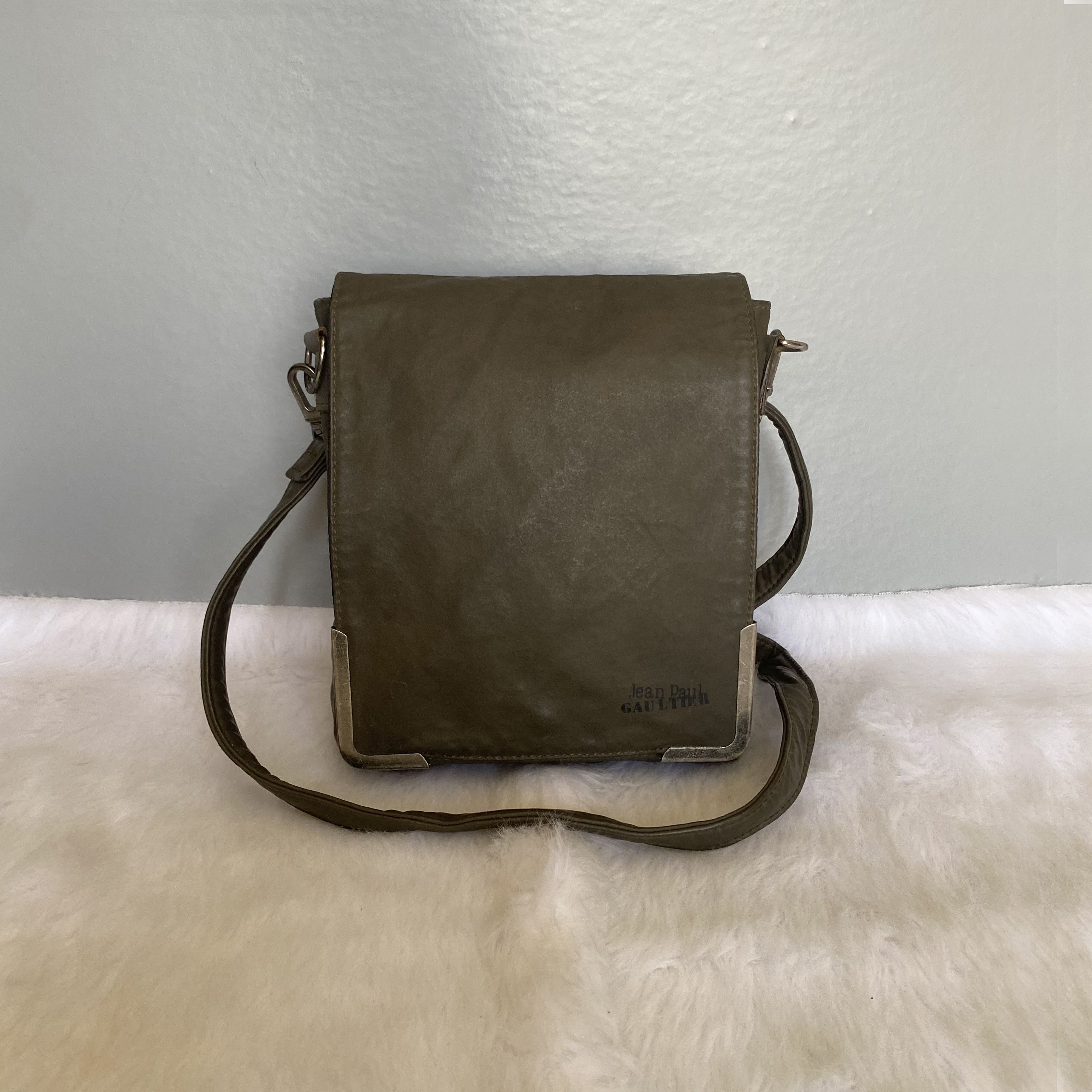 Jean Paul Gaultier Army Green Leather Crossbody Bag