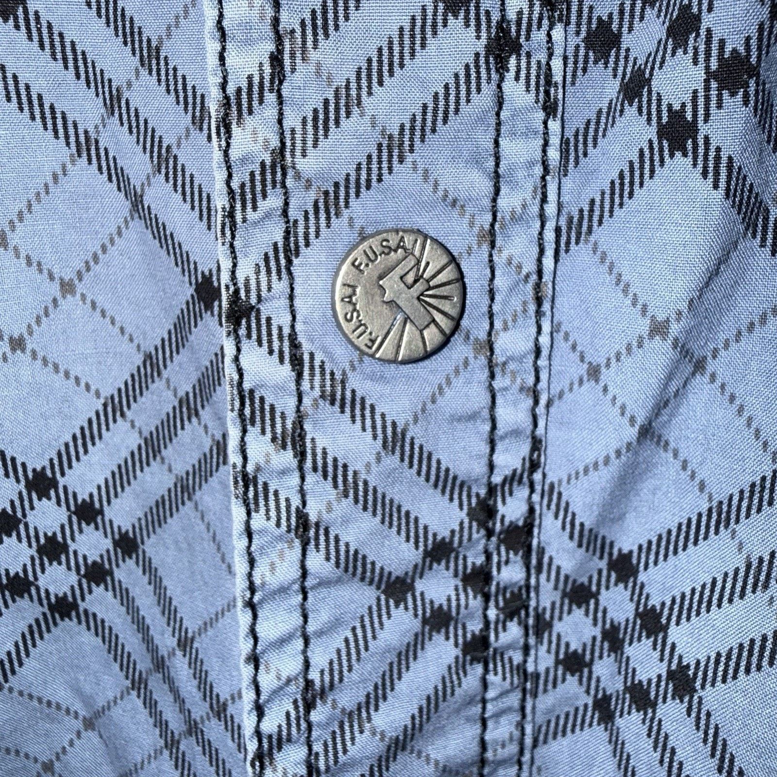 FUSAI Utility Shirt Mens XXL Blue Plaid Zip Pocket Military Shirt Size US XXL / EU 58 / 5 - 5 Thumbnail