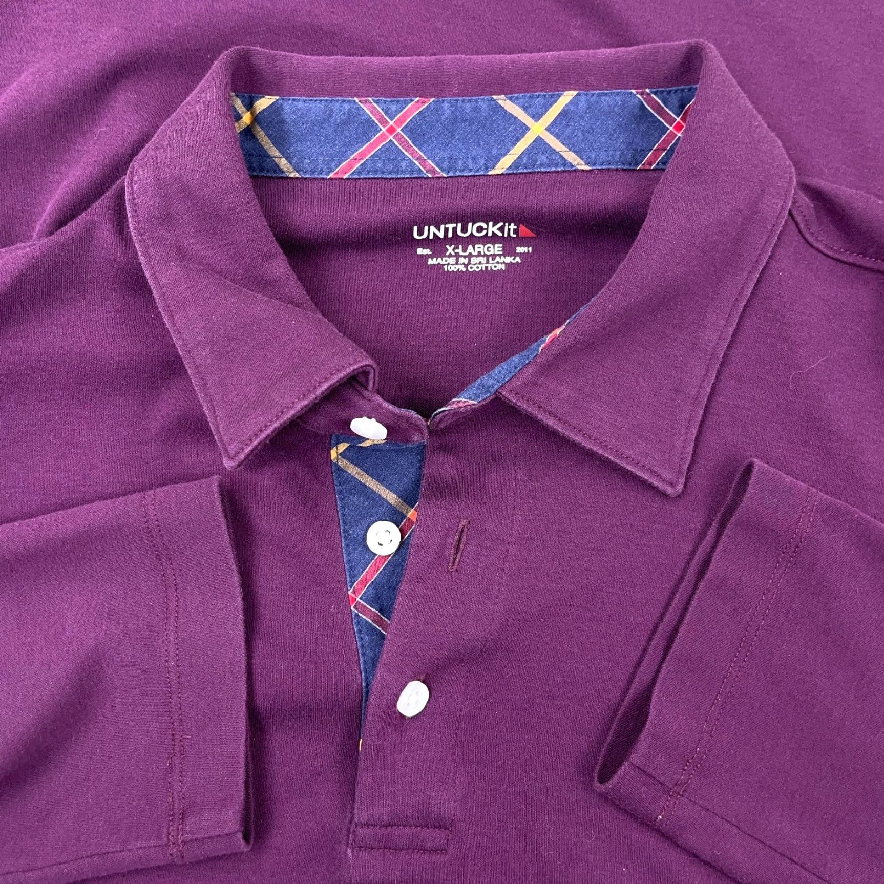 UNTUCKit UNTUCKit Polo Shirt Men XL Purple Cotton Golf Long Sleeve - Adult Regular Size, Solid, Collared, Button-Front, Breathable, Preppy Modern Size US XL / EU 56 / 4 - 2 Thumbnail