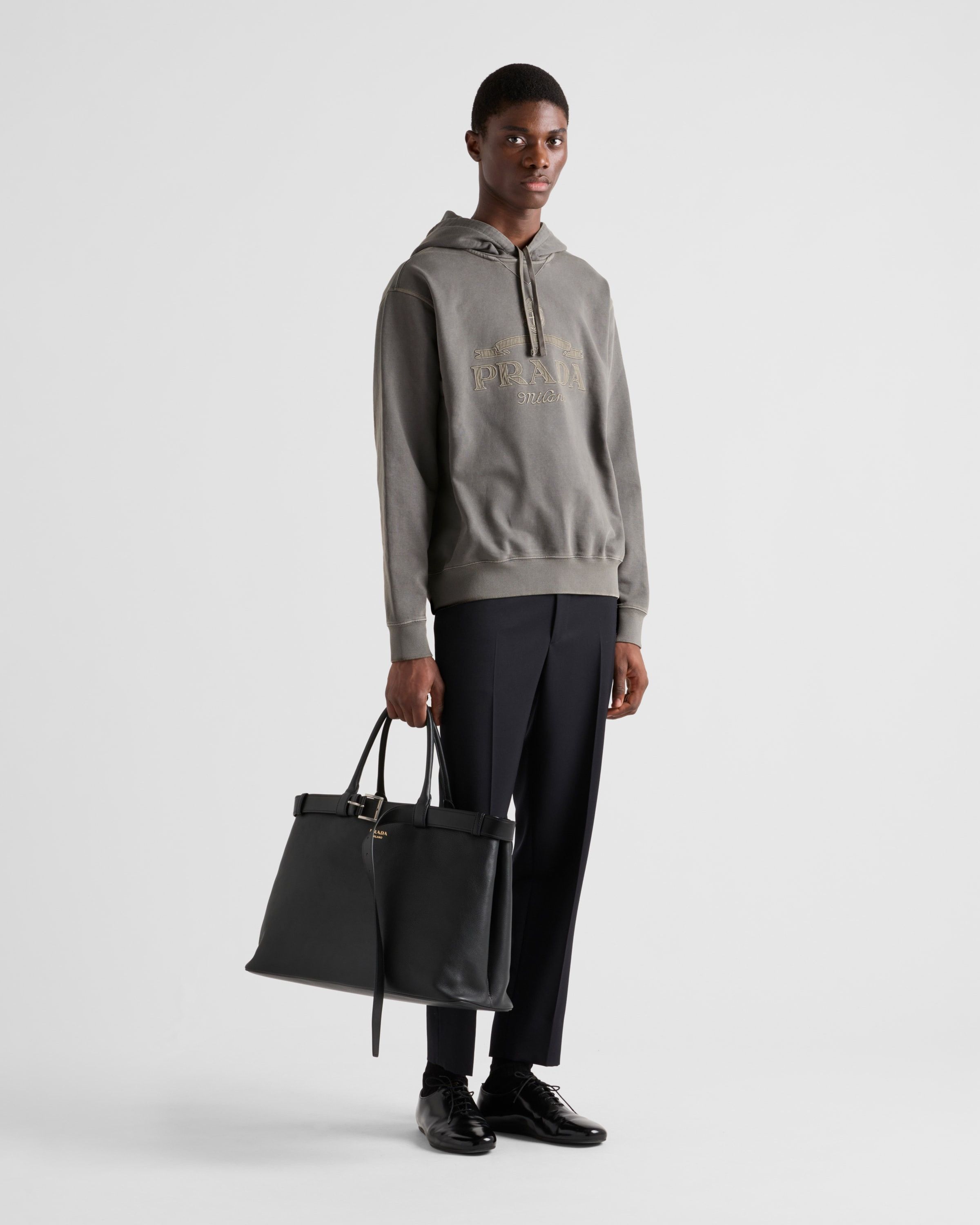Bottega Veneta oc11z0625 Cotton Sweatshirt Hoodie in Iron Grey Size US XL / EU 56 / 4 - 2 Thumbnail