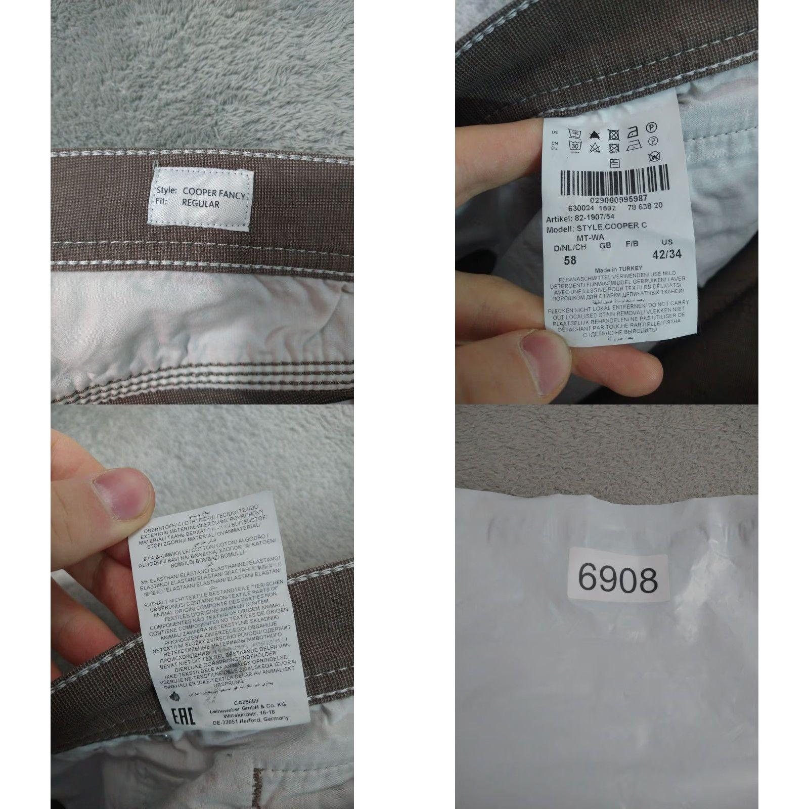 BRAX BRAX Pants Mens 42x34 Chino Brown Regular Cotton Stretch Flat Front 5-Pocket Style City College Preppy Mens Size US 42 / EU 58 - 8 Thumbnail