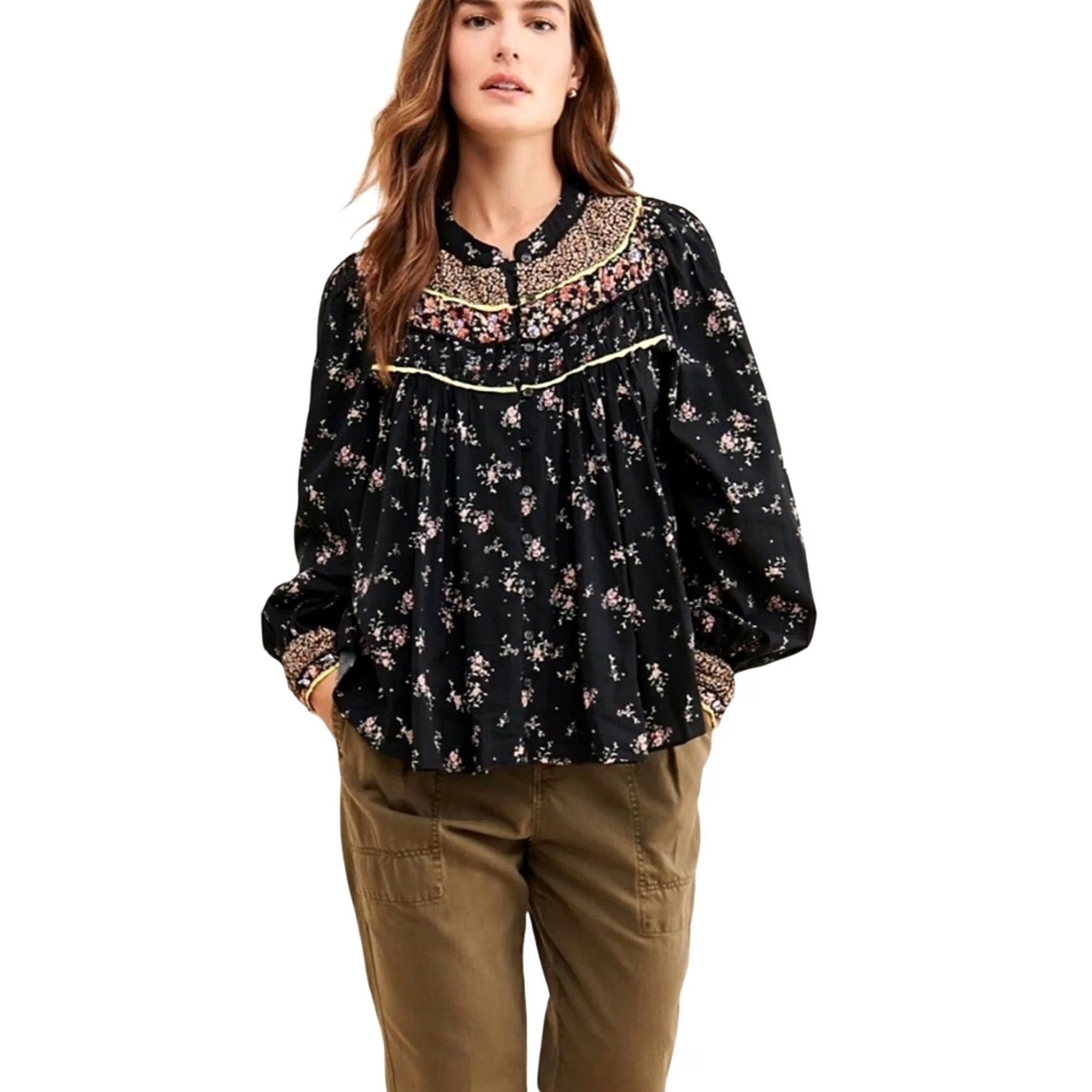 Free People Free People Paloma floral print black peasant blouse flowy top M Womens Size M / US 6-8 / IT 42-44 - 8 Thumbnail