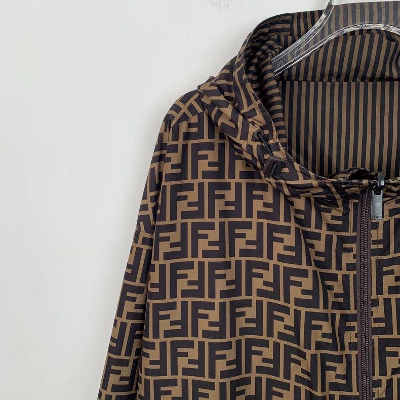 Fendi Fendi Brown Logo Hooded Windbreaker Jacket Size US M / EU 48-50 / 2 - 5 Thumbnail