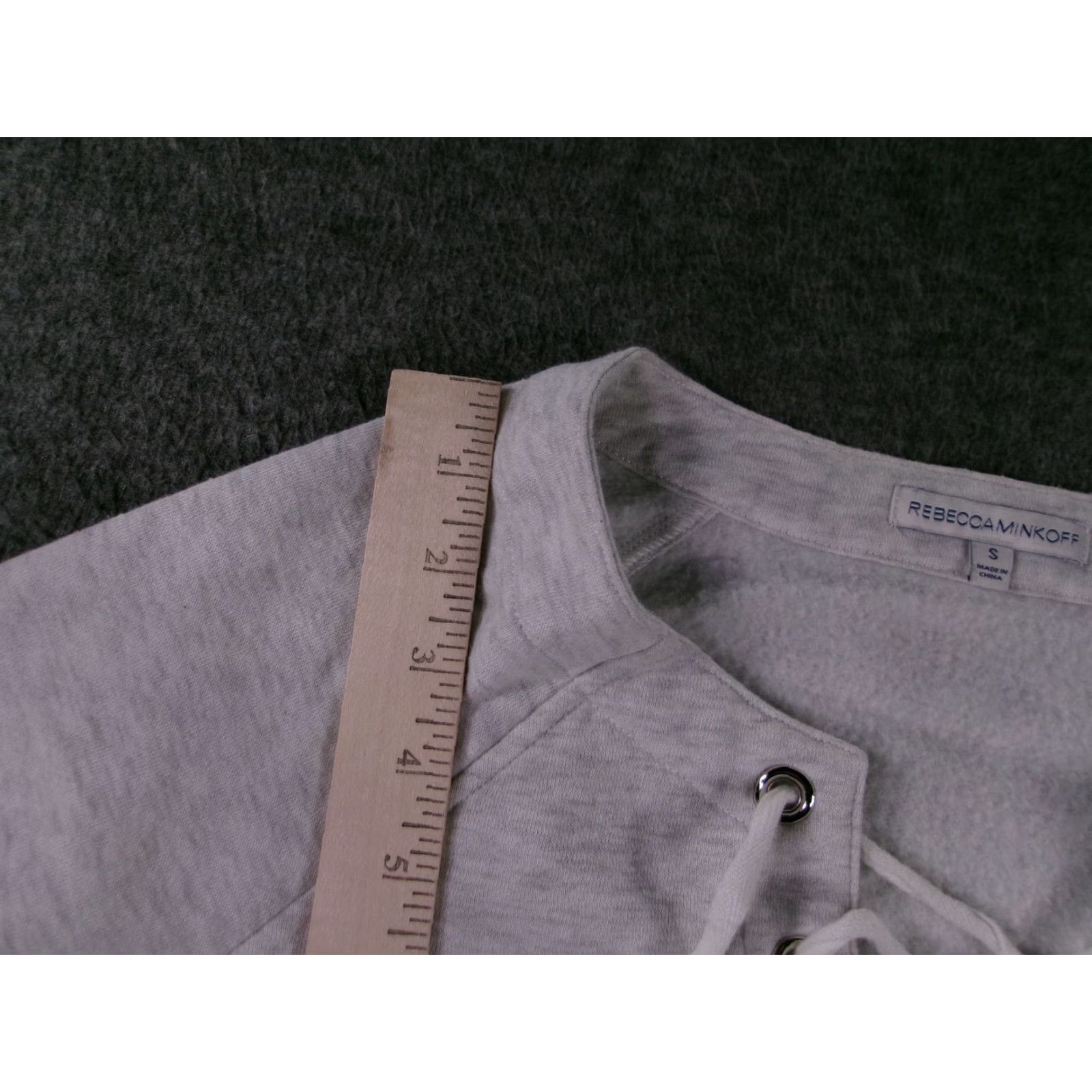 Rebecca Minkoff Rebecca Minkoff Sweatshirt Womens S Lace Up Front Pullover Crewneck Gray Casual Size S / US 4 / IT 40 - 4 Thumbnail