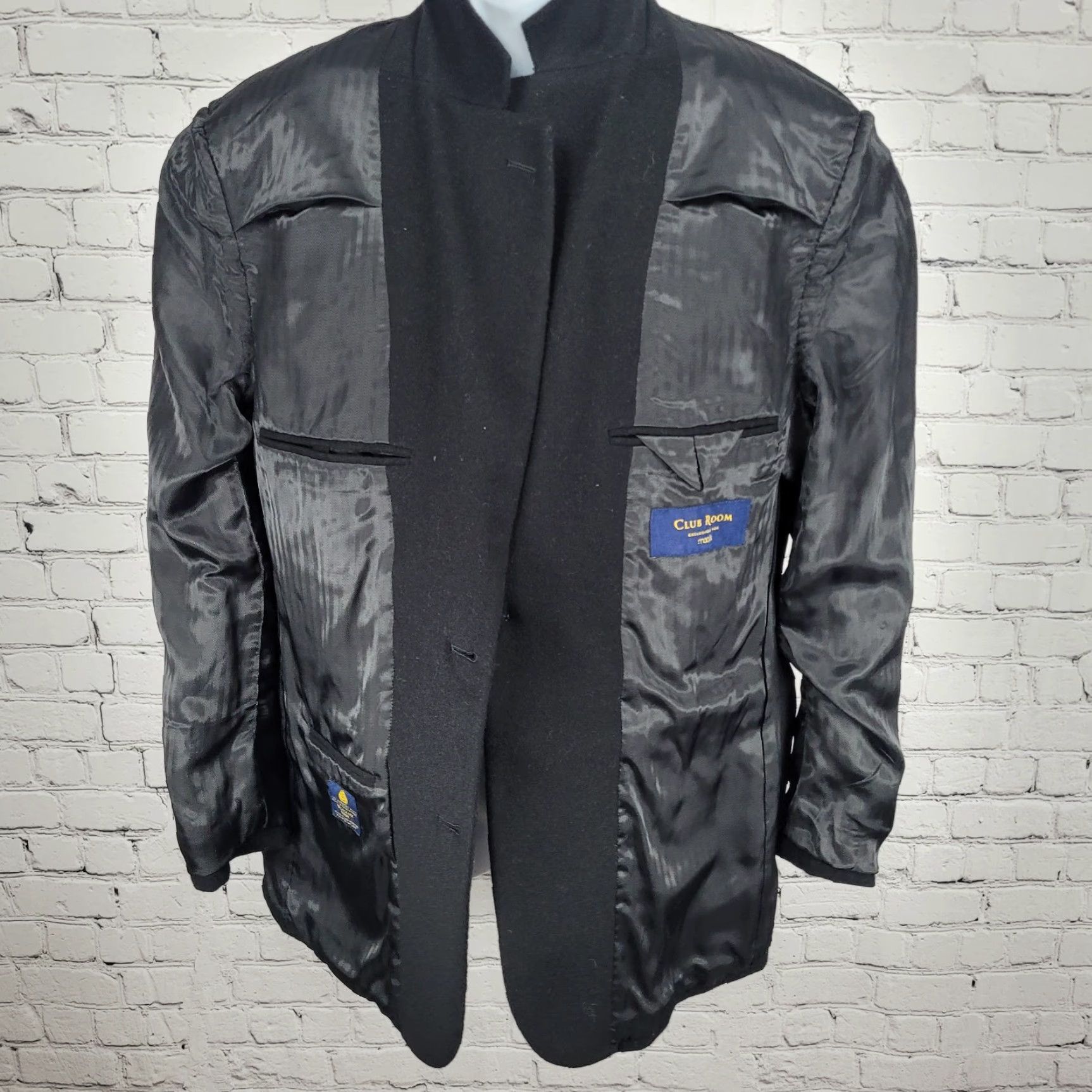 Club Room Club Room Blazer 42S Black Wool Silk Cashmere 2 Button Vented Notch Sport Coat Size 42R - 5 Thumbnail