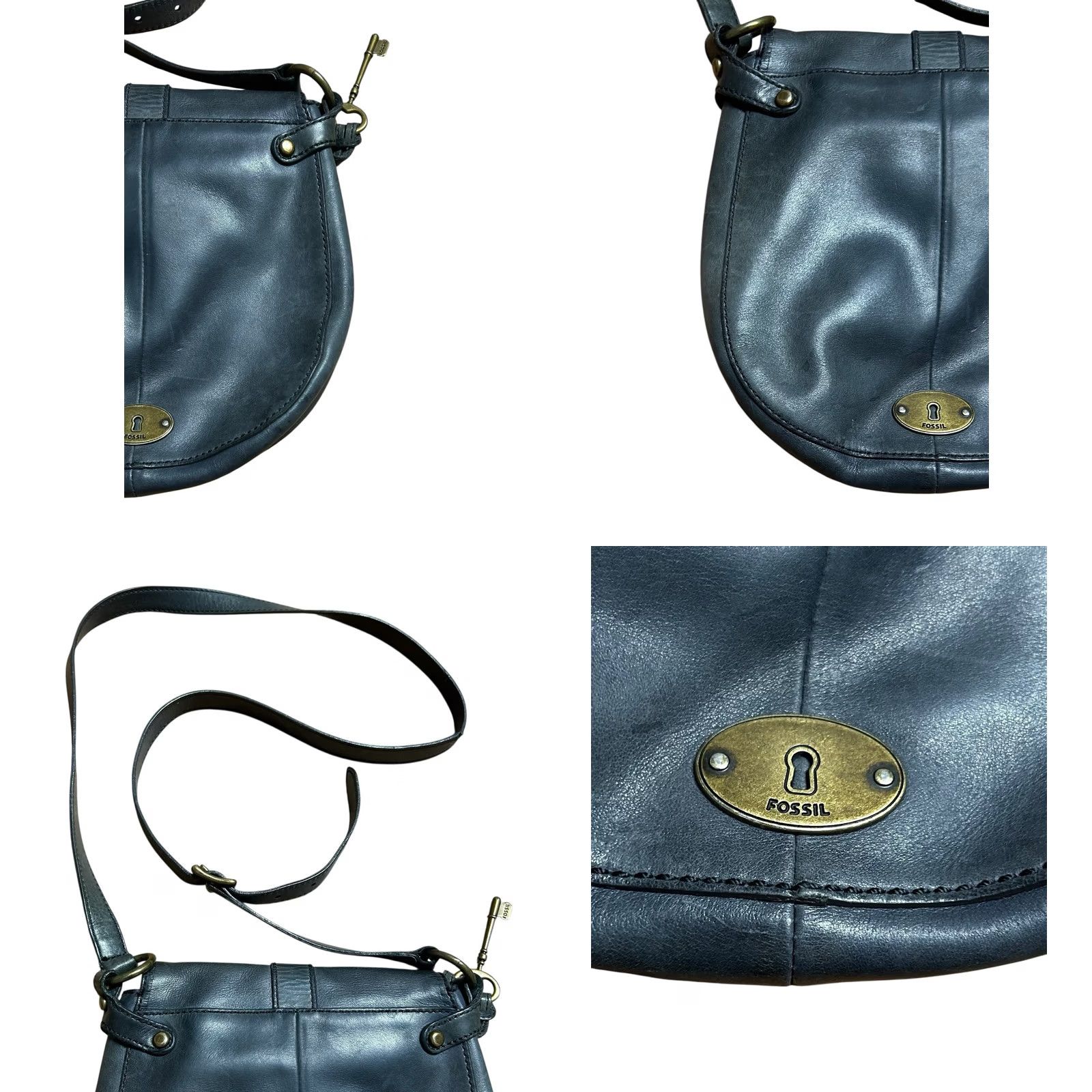 Fossil FOSSIL KEY Grey Leather Satchel Crossbody Purse Shoulder HandBag Women's Read Bag Sydney Vintage No Strap Tear Read More Details Size ONE SIZE - 10 Thumbnail